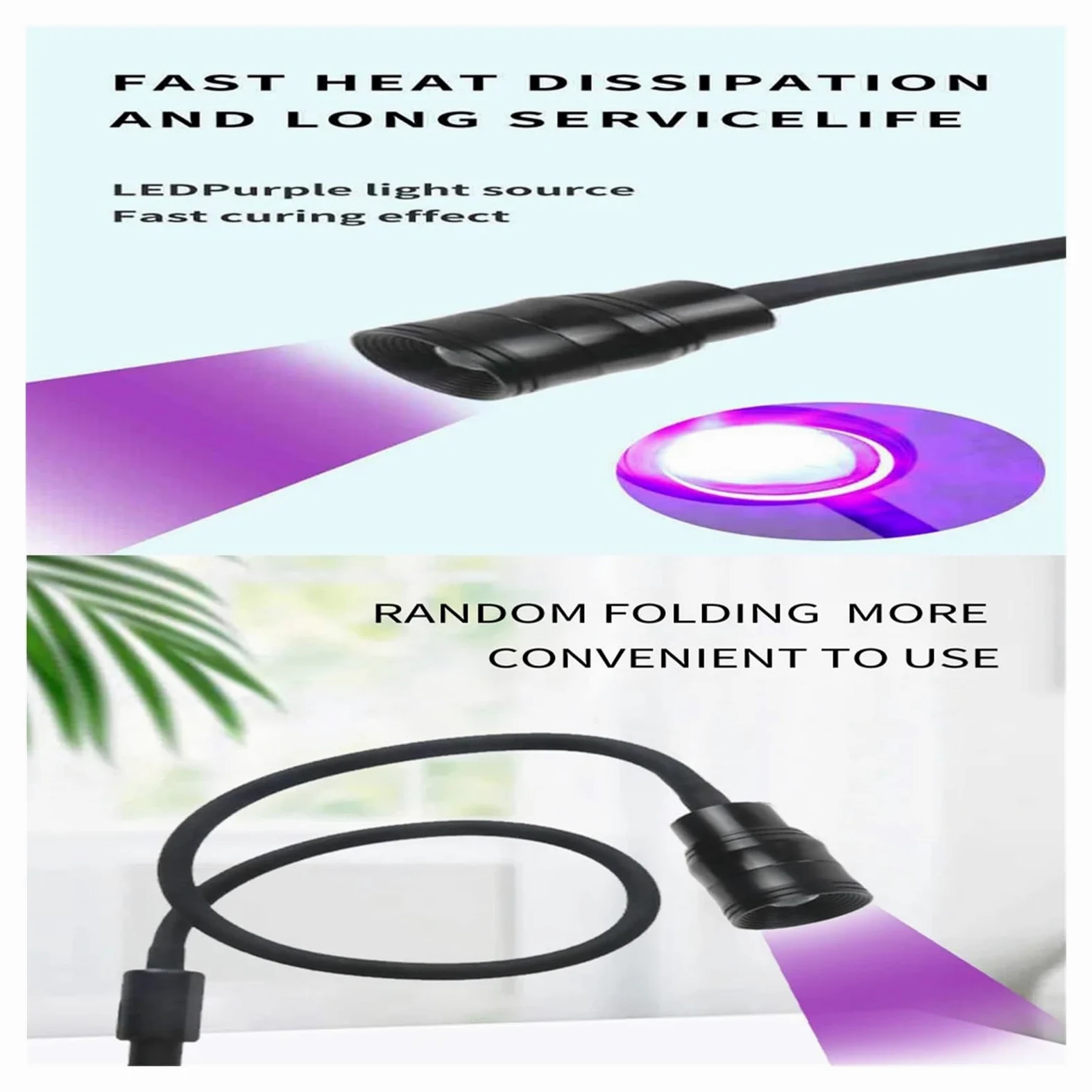 Lampada per polimerizzazione UV USB 5W LED Viola Luce UV Ciglia Bellezza Colla for unghie Polimerizzazione rapida Innesto di ciglia finte Lampada UV dimmerabile al tocco