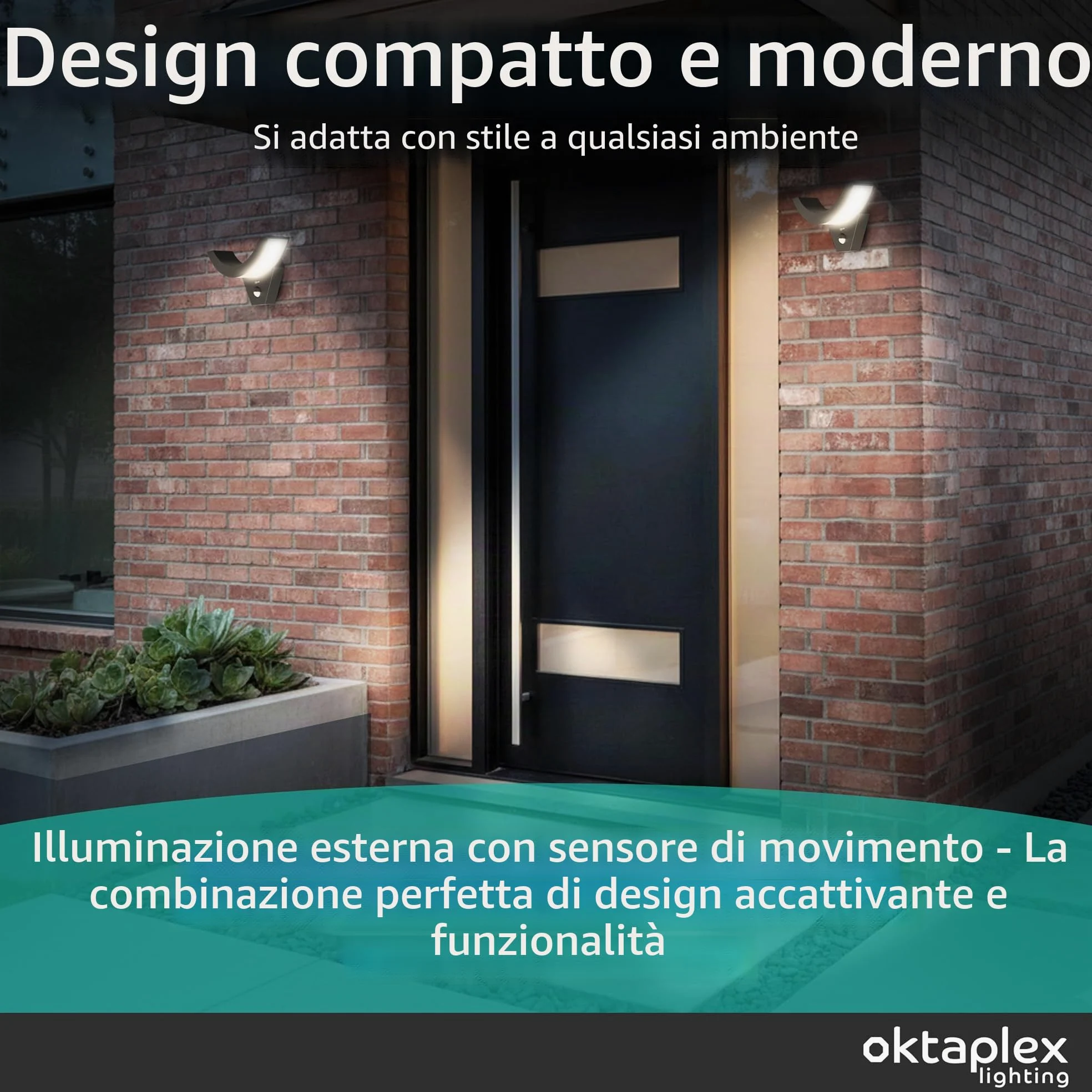 Oktaplex Lima lampada da esterno a parete con sensore LED 10 W antracite