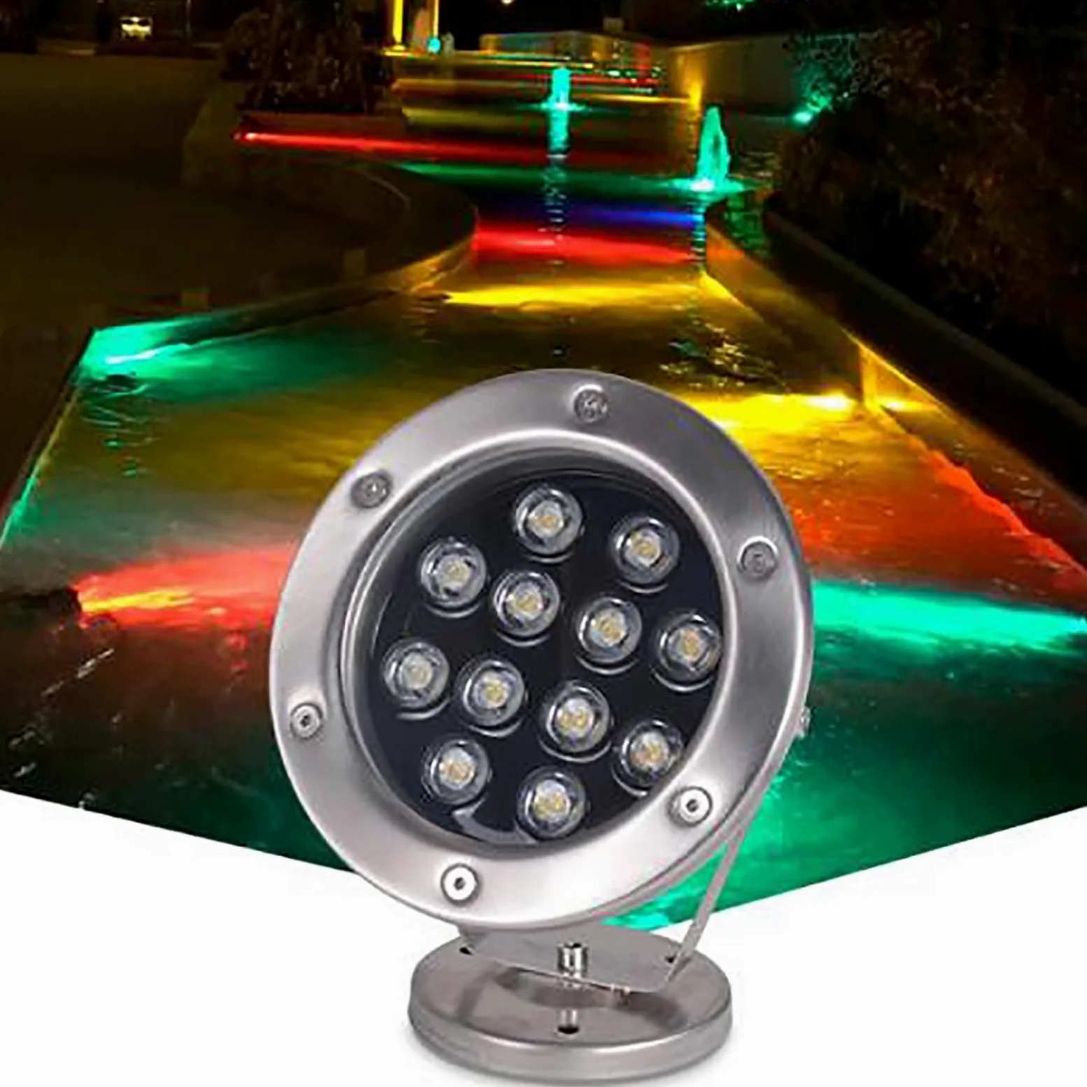 LlpsmengAE Fontana LED sommergibile - Luci paesaggistiche subacquee, Luce for stagno impermeabile IP68, Illuminazione 12V for piscina(Red,18W)