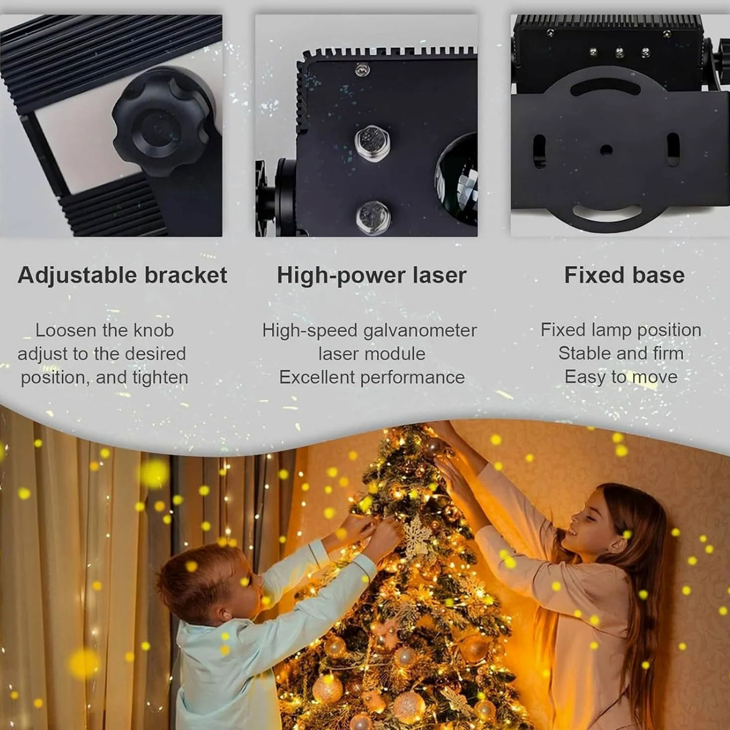 Luci di Natale con Proiettore Laser da 1500 MW (450 NM), Luci da Giardino Dinamiche Firefly, Faretto da Giardino Impermeabile Ip65 per Vacanze, Feste, Matrimoni Yellow
