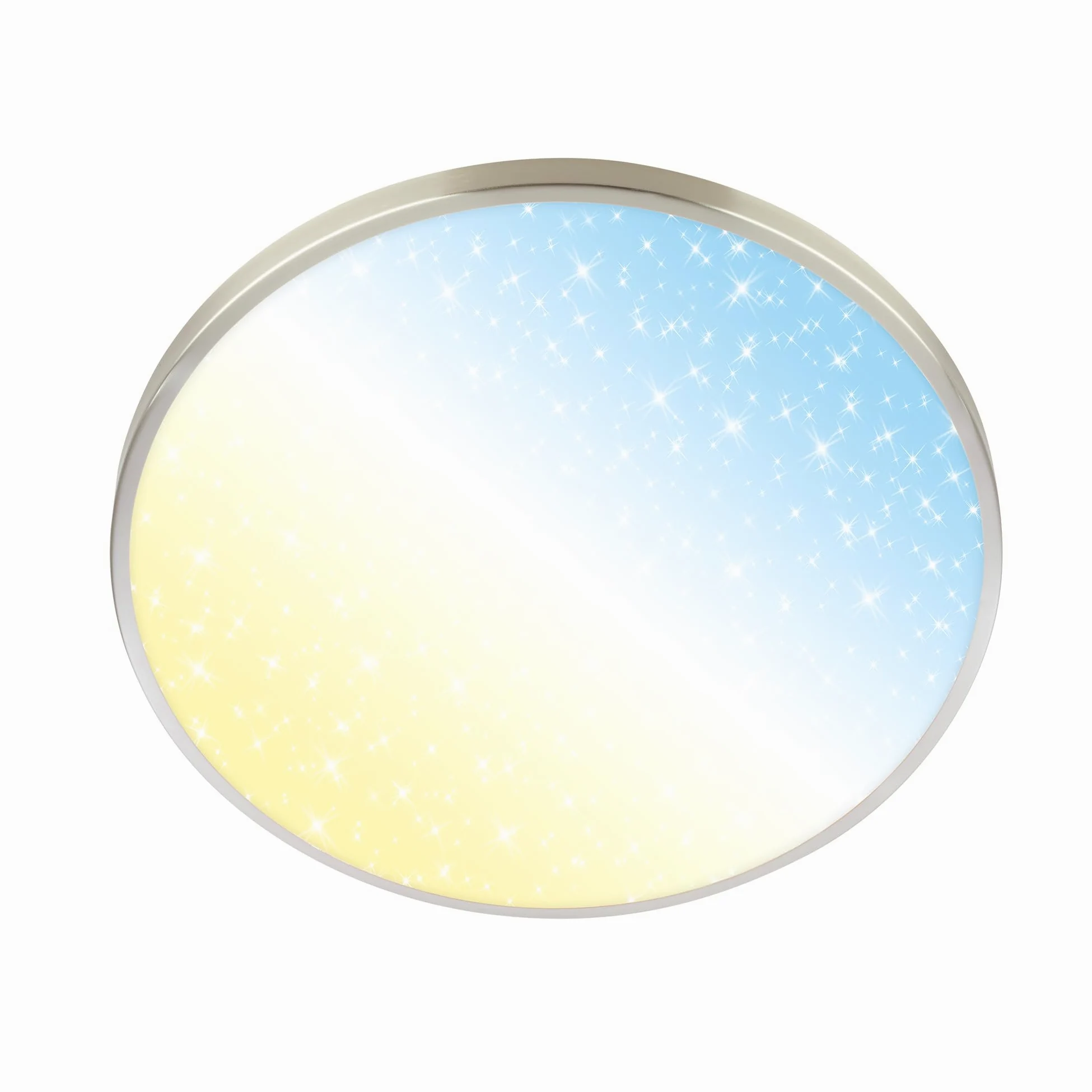 Briloner - Plafoniera LED, dimmerabile, CCT, paralume decorativo, cielo stellato, lampada soffitto, 38 x 6,5 cm, nichel opaco