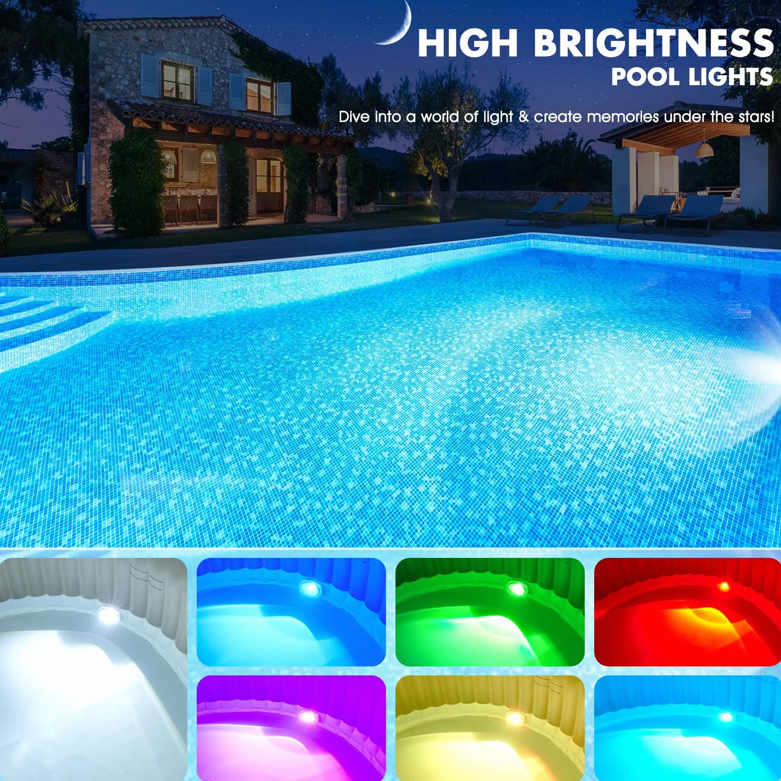 DeeprBetter Luci Piscina Fuori Terra Magnetica con Telecomando, Ricaricabili LED Luci Piscina a Immersione con 9 Modalità Illuminazione, IP68 Impermeabili Lampade per Piscine Subacquea per Spa Bañera