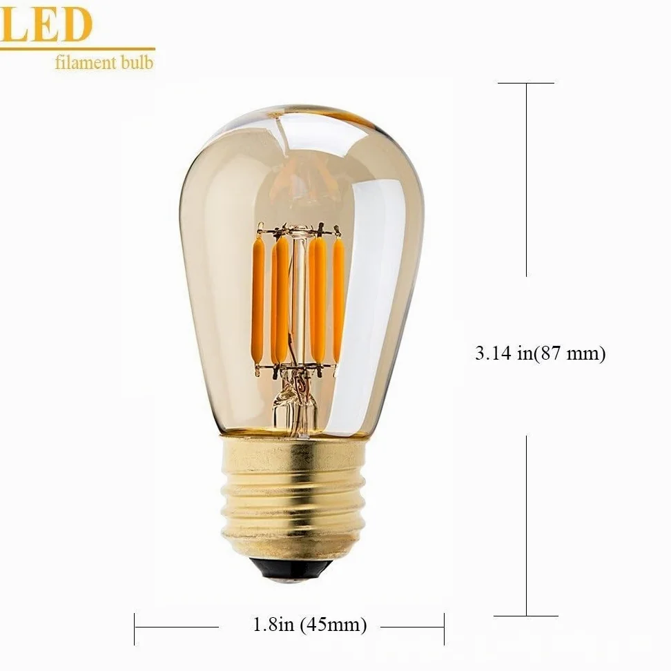 Illuminazione, Confezione da 20, Lampadina Decorativa a LED retrò AC220V E27 1W/3W S14 LED per Esterni, lampadine per Uso Domestico