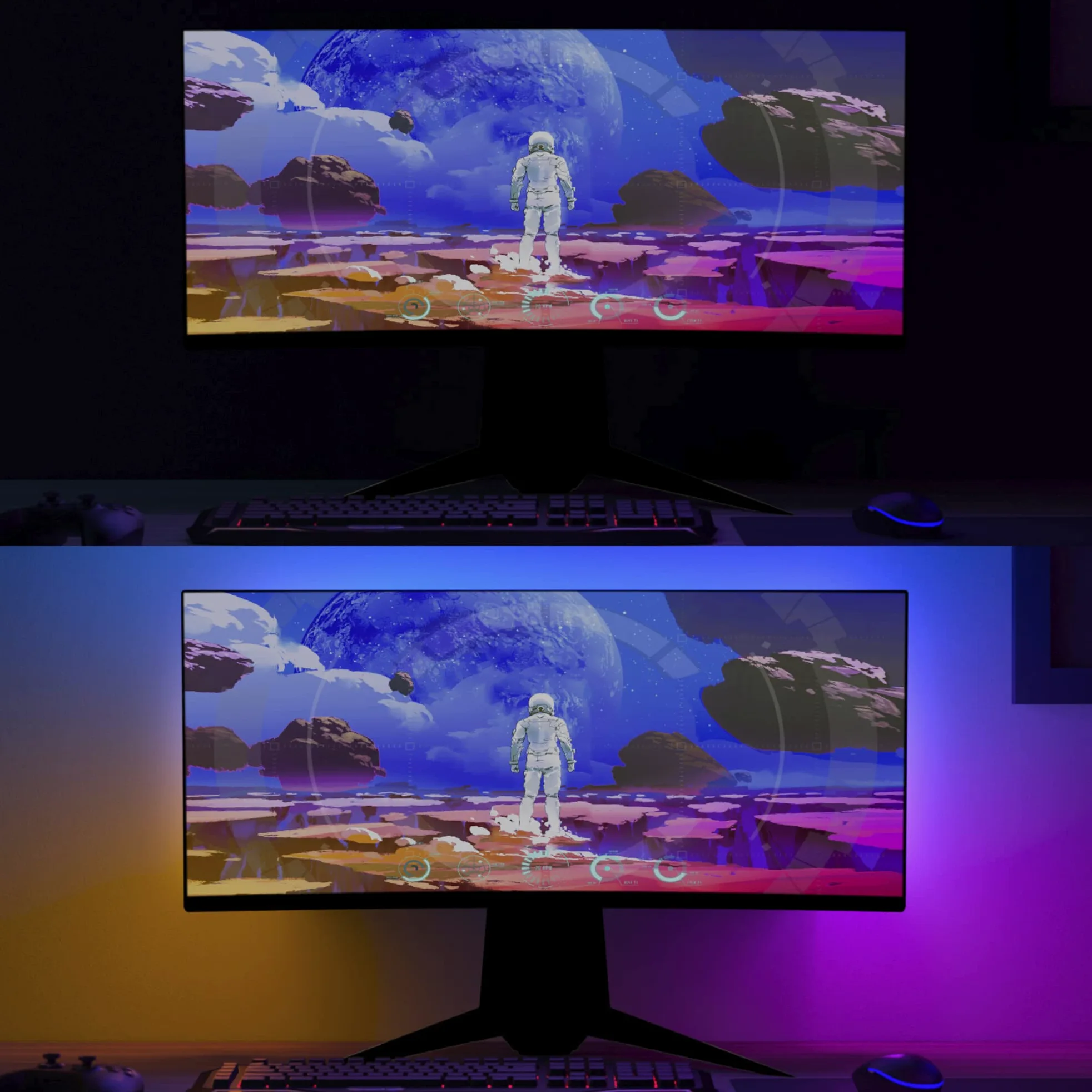 Philips Hue Play, Lightstrip Gradient per PC, 32-34" | 23 W, Smart LED, Smart Home, Luce multicolore reattiva, Sincronizzazione Hue Sync, Hue Bridge incluso