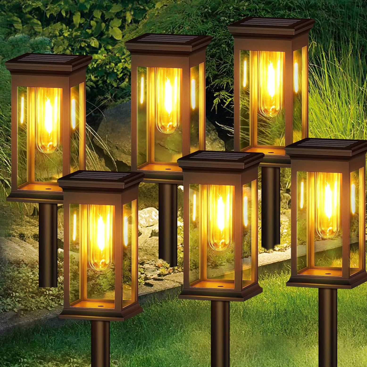 Chedin 6 lampade solari per esterni da giardino, impermeabili, illuminazione per esterni, luci solari a LED, luci da giardino, balconi, giardini, sentieri, prati