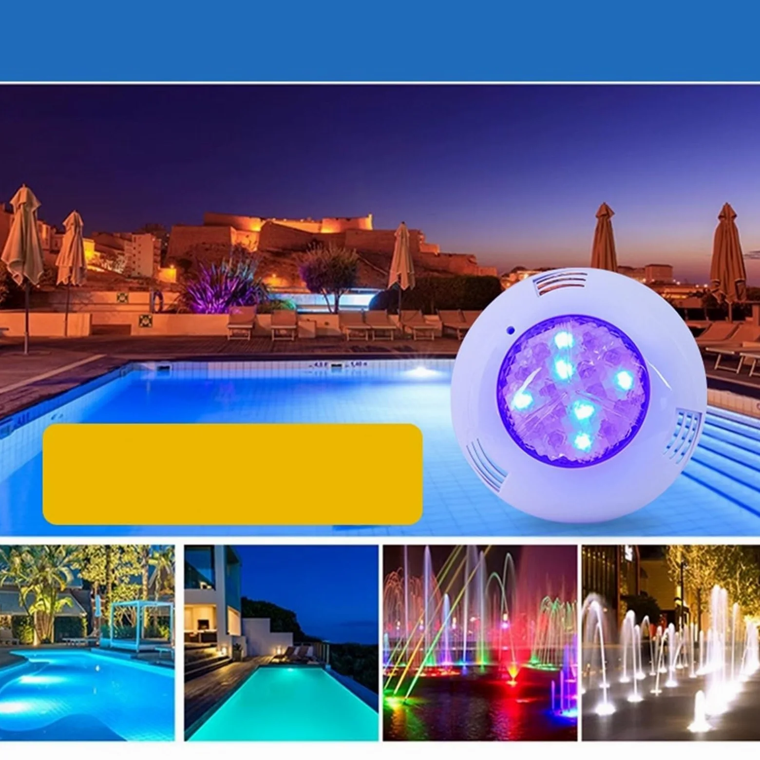 EDEDE Luci Piscina, Luce Subacquea a LED Luce Esterna Impermeabile IP68 Luce for Piscina 12V Telecomando Wireless Luce Colorata RGB for Piscina(500mm,230mm-9W)