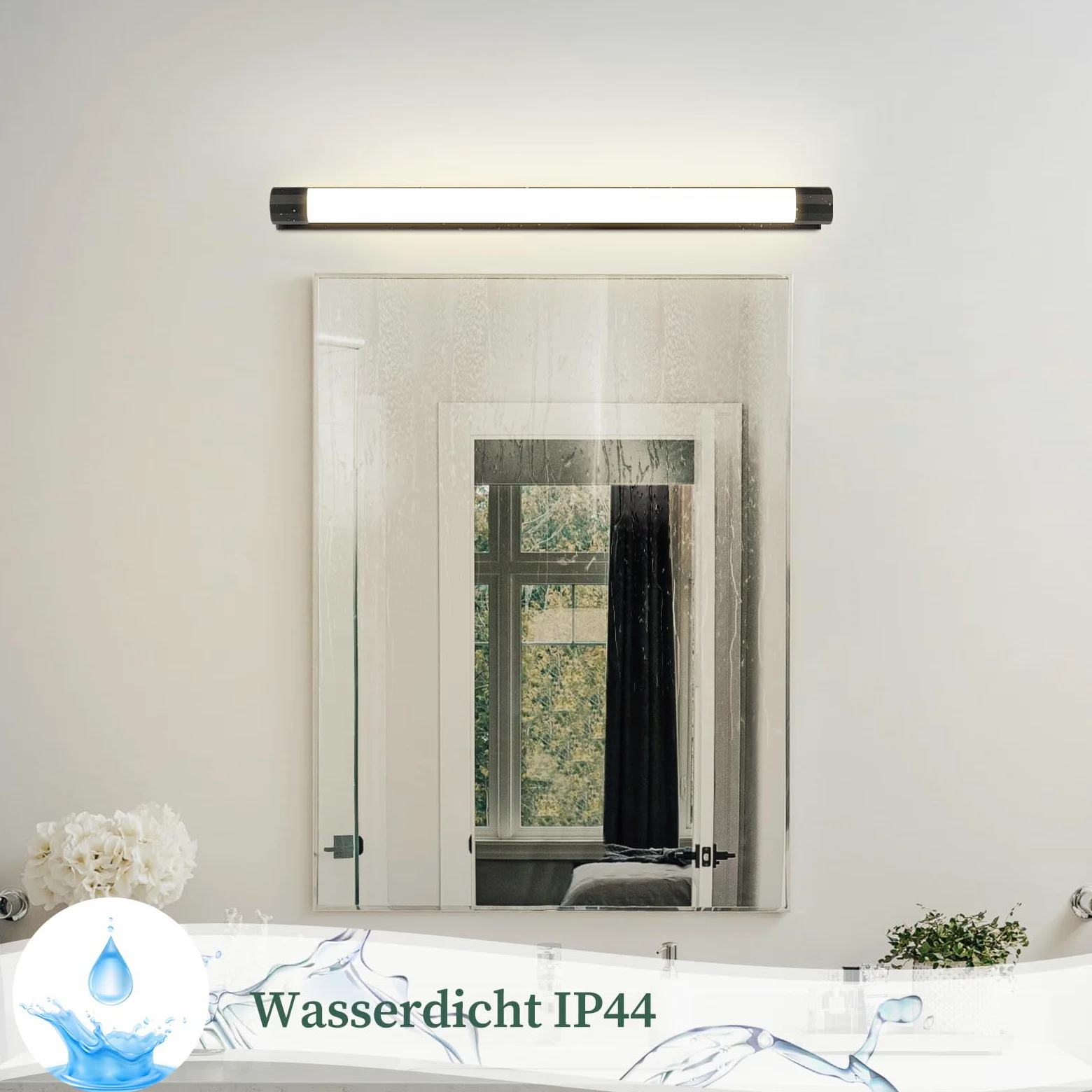 Lampada da specchio per bagno a LED - Nero Lampada da parete per | bagno da 50 cm, IP44, illuminazione per armadietto a specchio da 10W 4000K