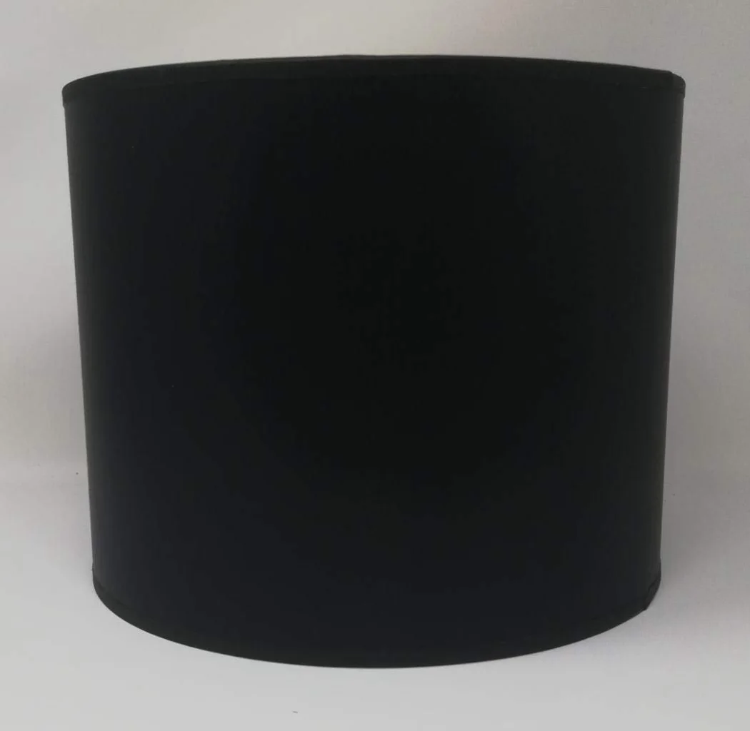 Paralume Cilindro in Tessuto Nero con interno Oro, fatto a mano, varie misure, per lampada da tavolo, sospensione, piantana (Diametro 25 cm, Altezza 20 cm)