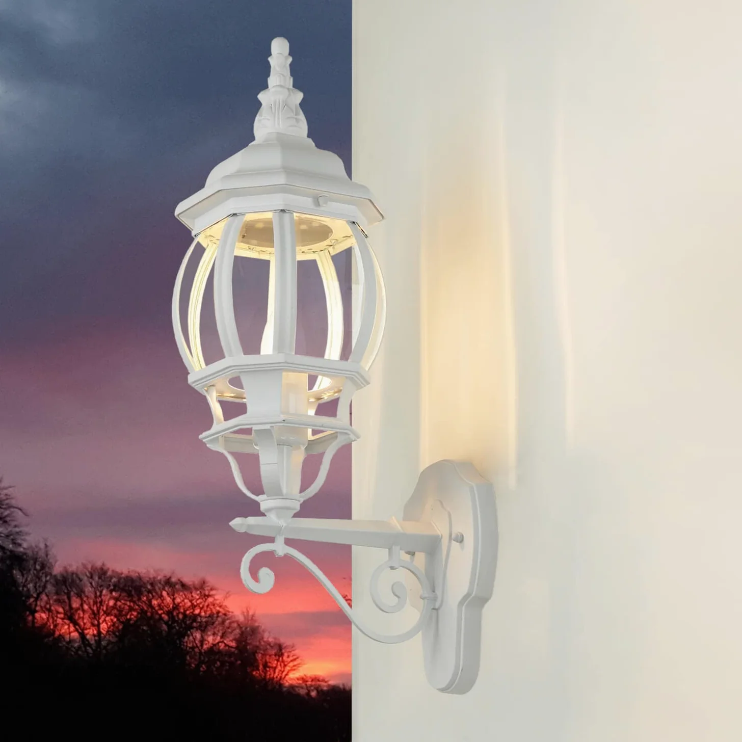 Licht-Erlebnisse Lanterna da esterno Brest vintage per esterno in bianco E27 stile antico perfetta per giardino cortile terrazzo e viale di ingresso