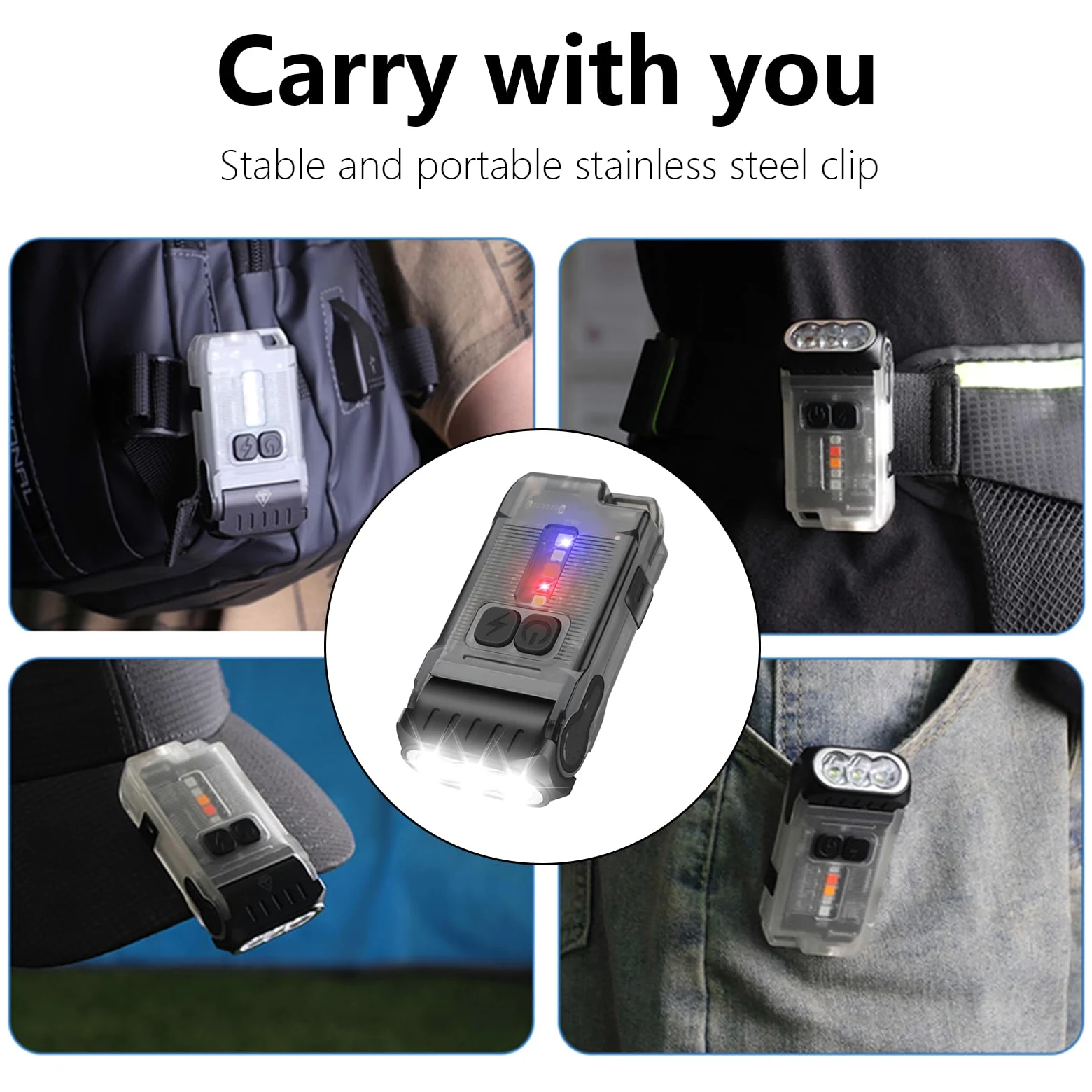 Torcia a LED Torcia Piccola Clip Cappello Torcia Torcia Campeggio Tasca Torcia Impermeabile Torcia Outdoor Torcia