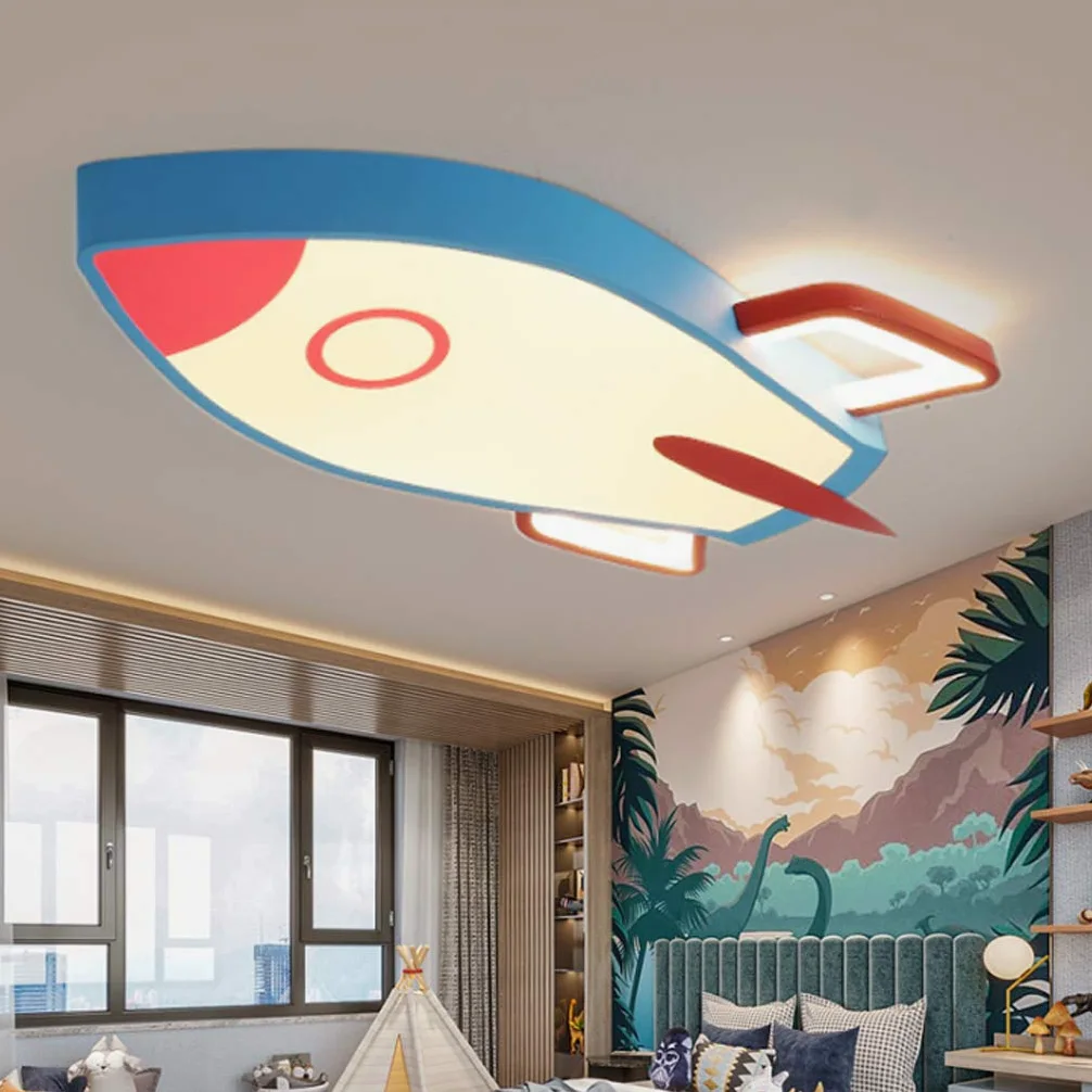 Plafoniera A LED per Camerette Plafoniere Razzo Lampadario Moderno Paralume Acrilico Luci Creative per Bambini Dimmerabili Telecomando Bambini Ragazzi Soggiorno Illuminazione Camera da Letto