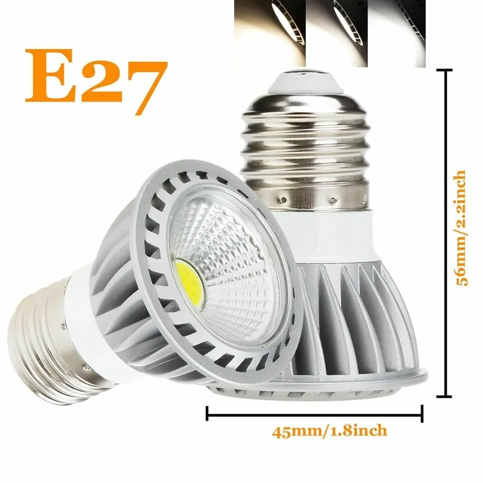 Luci, Confezione da 5, faretto LED COB 6W GU10/E27 AC85-265V Lampada in Alluminio Non dimmerabile, lampadine per Uso Domestico