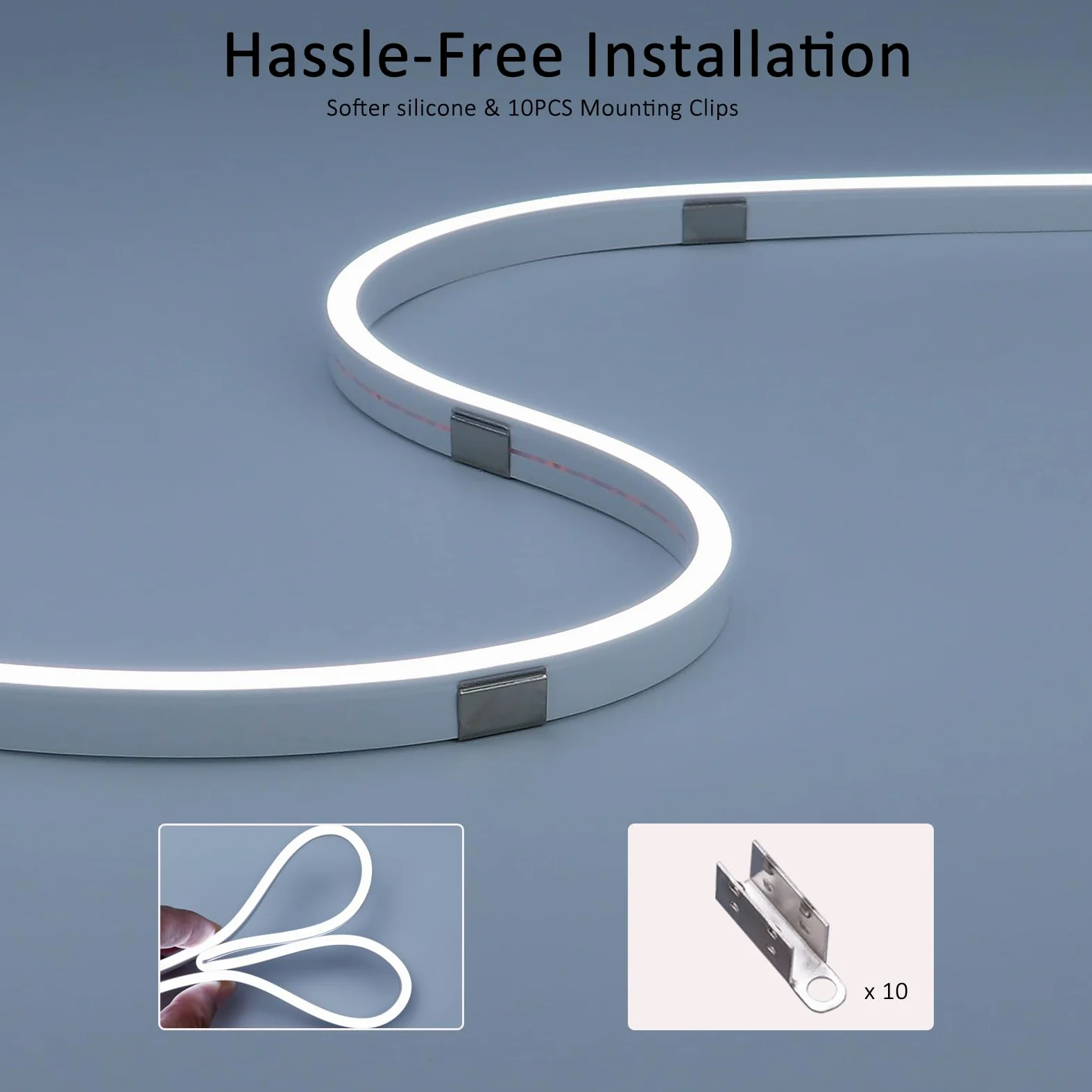 JOYLIT 24V Neon Striscia LED 5M 6000K Bianco Freddo, 6x12MM Flessibile Neon LED Strisce Silicone CRI 90+ IP67 Impermeabile Senza Punti Strip LED Per Cucina, Giardino (Alimentazione Non Inclusa)