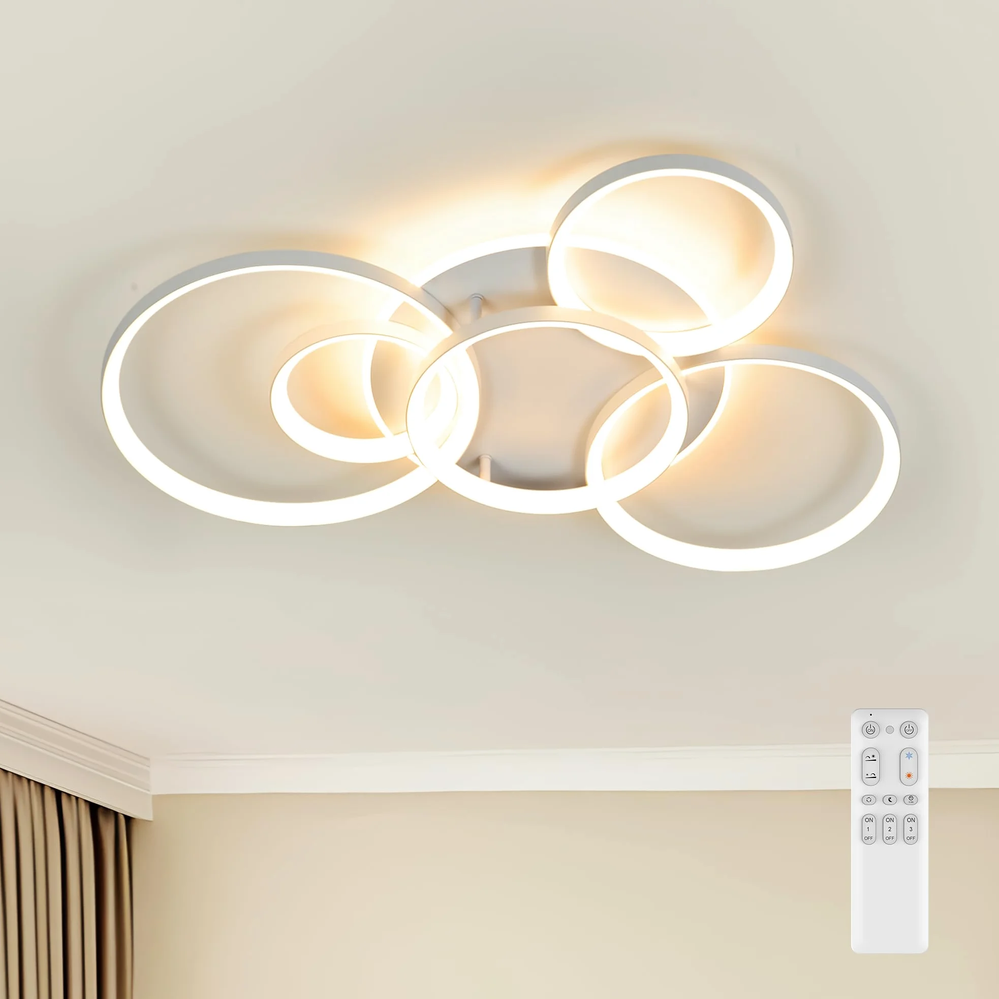 Plafoniera LED Soffitto Moderna, Lampadario Camera da Letto 86 * 60cm，Plafoniera LED Dimmerabile 3000K-6000K per Soggiorno Camera da Letto Sala da Pranzo 75W