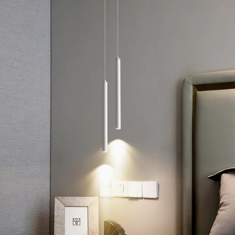 2 Pezzi Lampada a sospensione LED Lampadario Moderno Design Minimalista Lampada da soffitto LED Bianco Plafoniera Alluminio per Sala da pranzo Camera da letto Soggiorno Ristorante