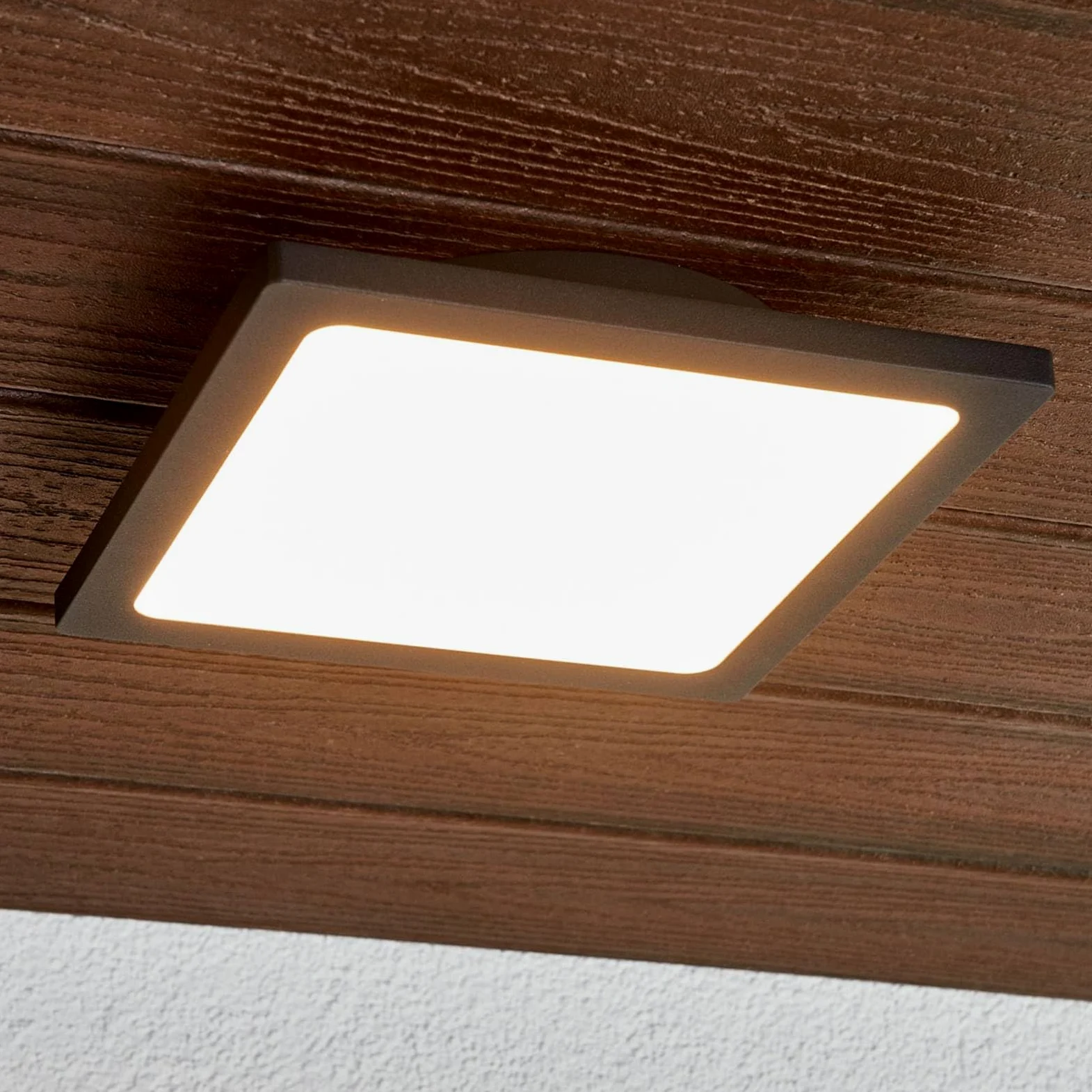 Lucande Plafoniere LED (Moderno) colore Nero, in Alluminio lampadina inclusa lampada da esterni per giardino terrazzo balcone e casa plafoniera