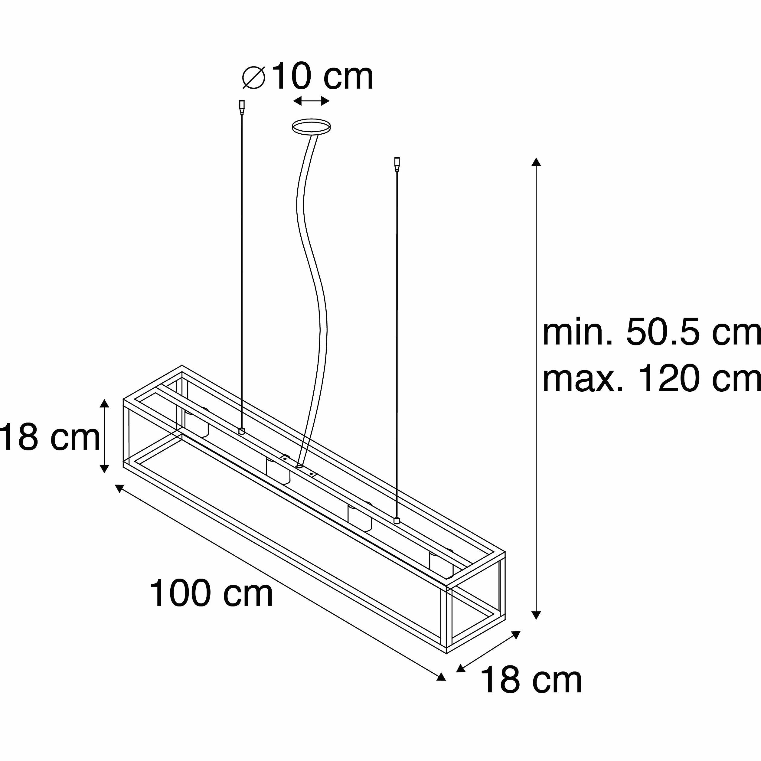 Qazqa cage - Lampada a sospensione tavolo soggiorno Industriale - 4 luce - L 100 cm - Marrone - Industriale - Soggiorno I Camera da letto I Sala da Pranzo I Cucina