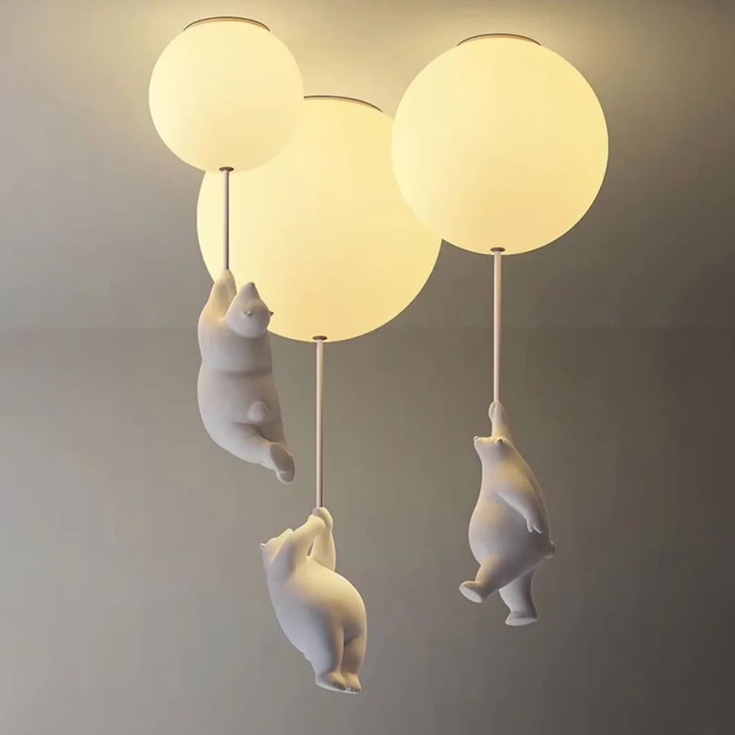 Plafoniera a LED a palloncino creativo con ciondolo a forma di orso polare Lampadario da soffitto per camera da letto per bambini adorabile per camera da letto, camera dei bambini