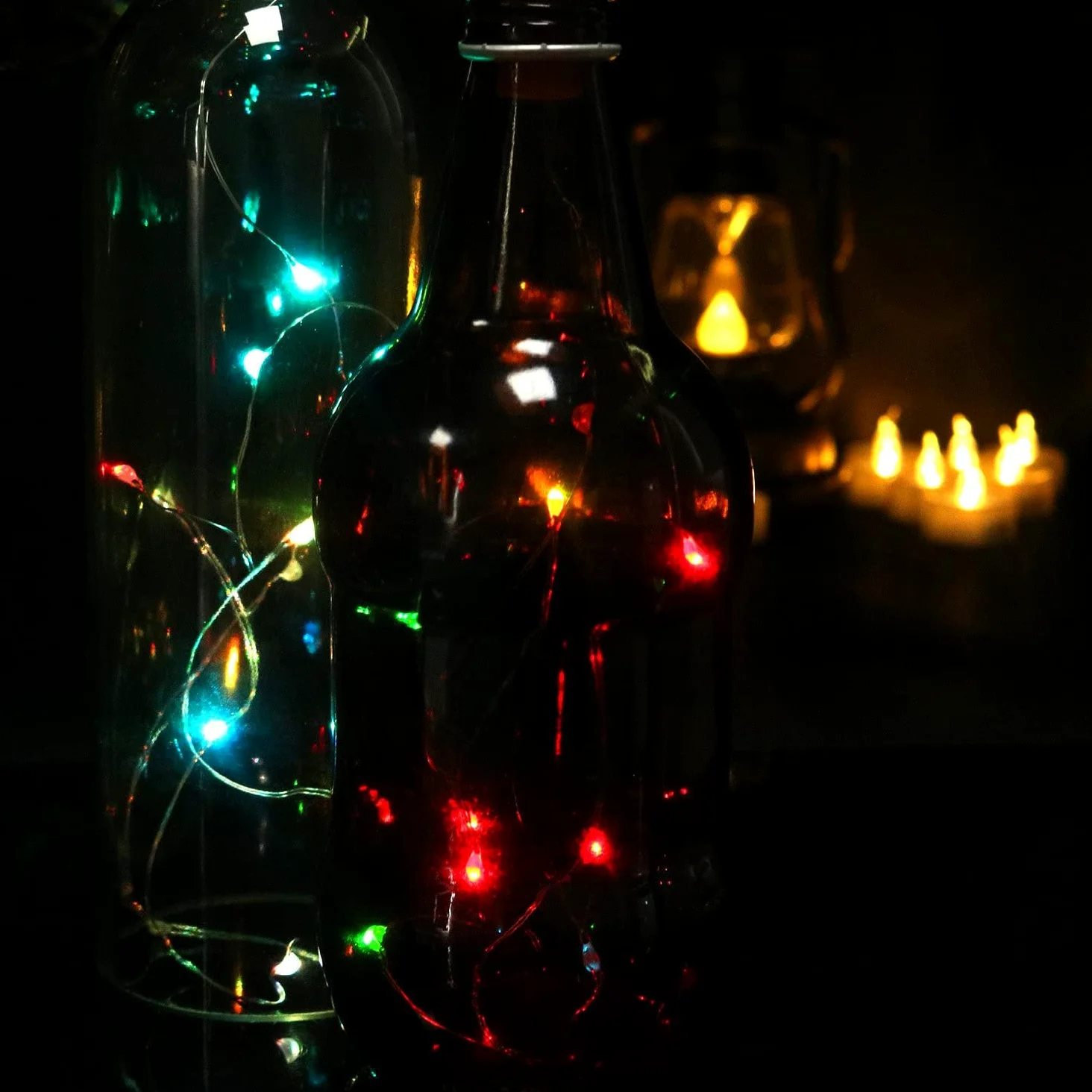 6pcs luci a Stringa a LED con Sughero AAA alimentate a Batteria, Colori Lampeggianti luci per Bottiglie di Ricambio Decorare Camera da Letto Bar Party (1 m/10 luci)