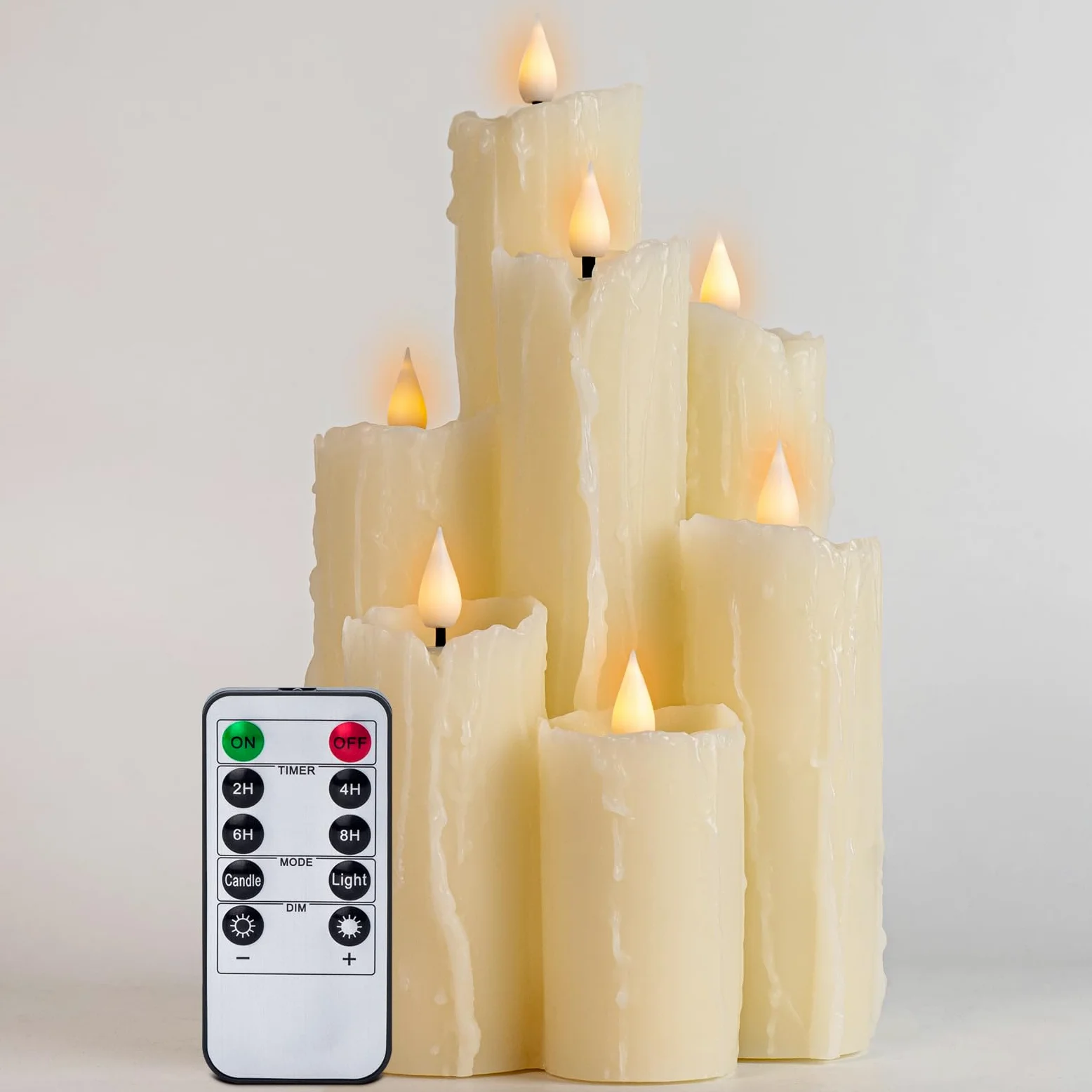 Candele a LED senza fiamma con funzione timer telecomando, candele a batteria, candele a LED avorio, design unico senza fiamma, vera cera