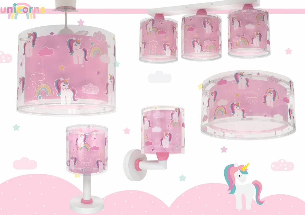 Dalber Lampada da soffitto a sospensione per Bambini Unicorns unicorni Animali, Rosa