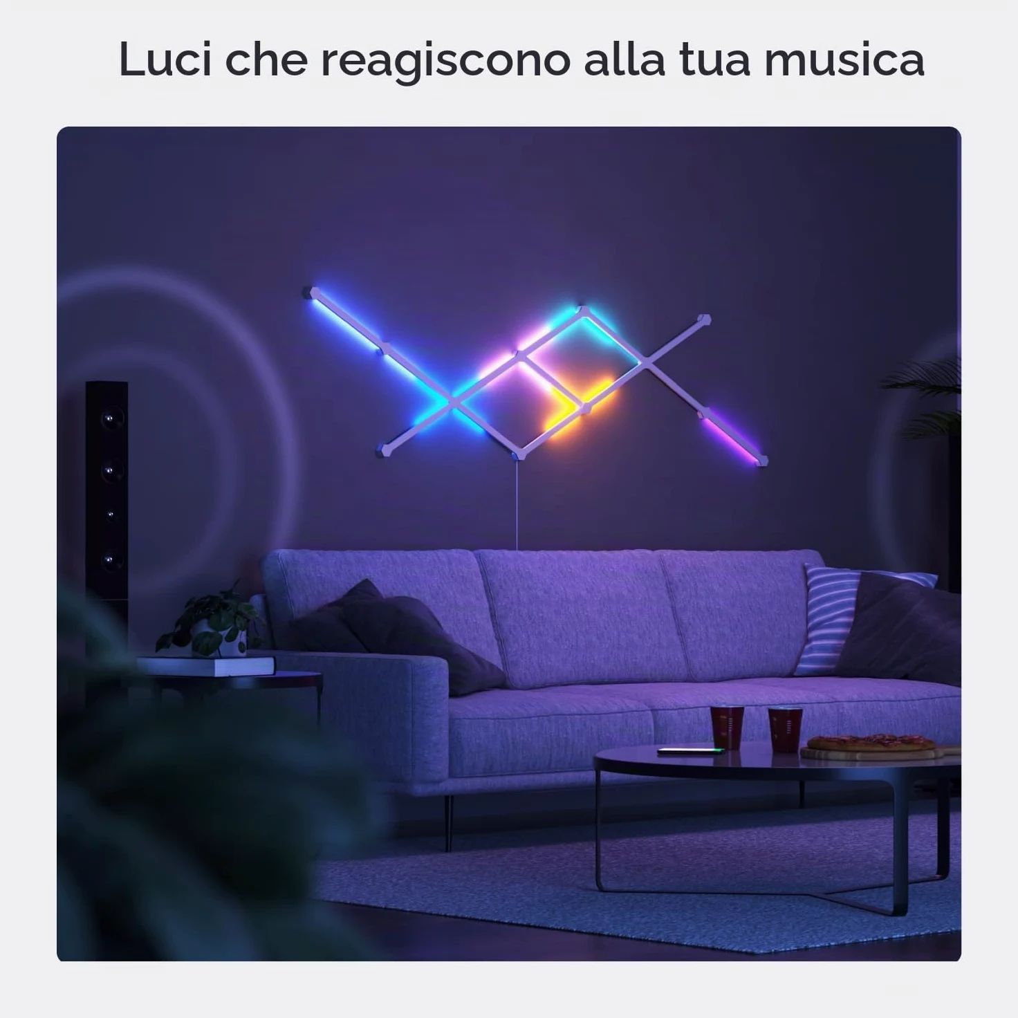 Nanoleaf Lines 60 Degrees Expansion Pack, 3 Barre LED Aggiuntivi RGBW Smart Modulari - Applique da Parete Interno Modulari, Luci Led 16M Colori WiFi, Funziona con Alexa, Sincronia Musica e Monitor