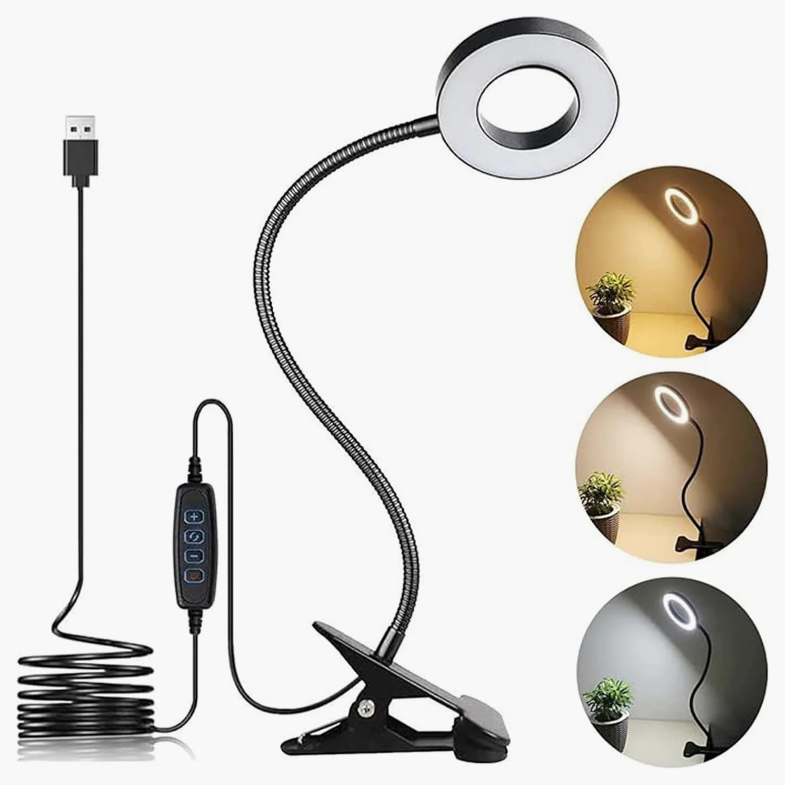 Lampada da studio for libri da lettura a LED con luce a clip | 10 Luminosità Protezione degli occhi Scrivania for studenti con collo di cigno(Black)