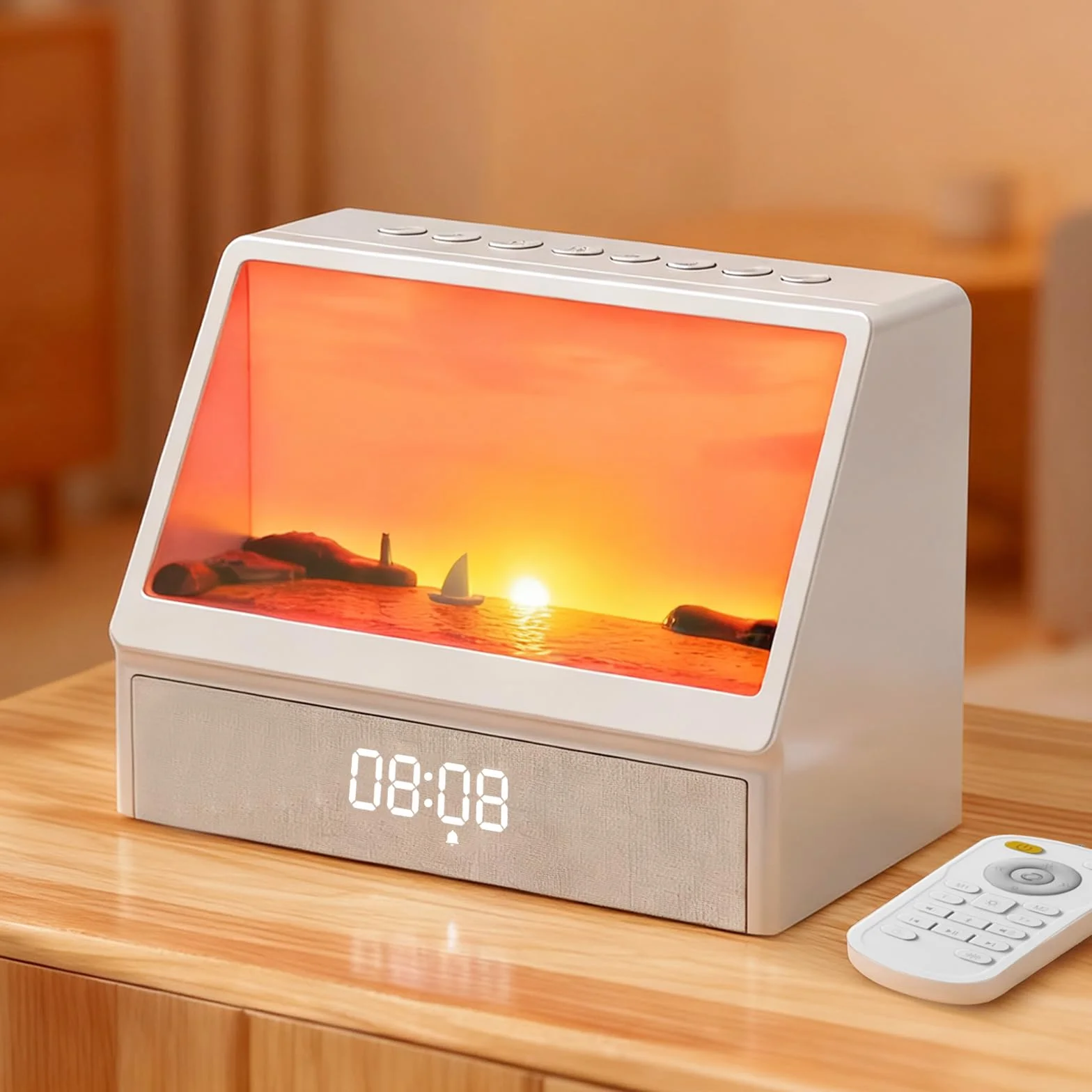 Gemmac Sveglia Simulazione D'alba con Luce suono naturale 12 Rumori Bianchi e Cassa Bluetooth Sveglia da Comodino Funzione Display l'alba per Camera da Letto, Risveglio Dolce e Luminoso per Adulti