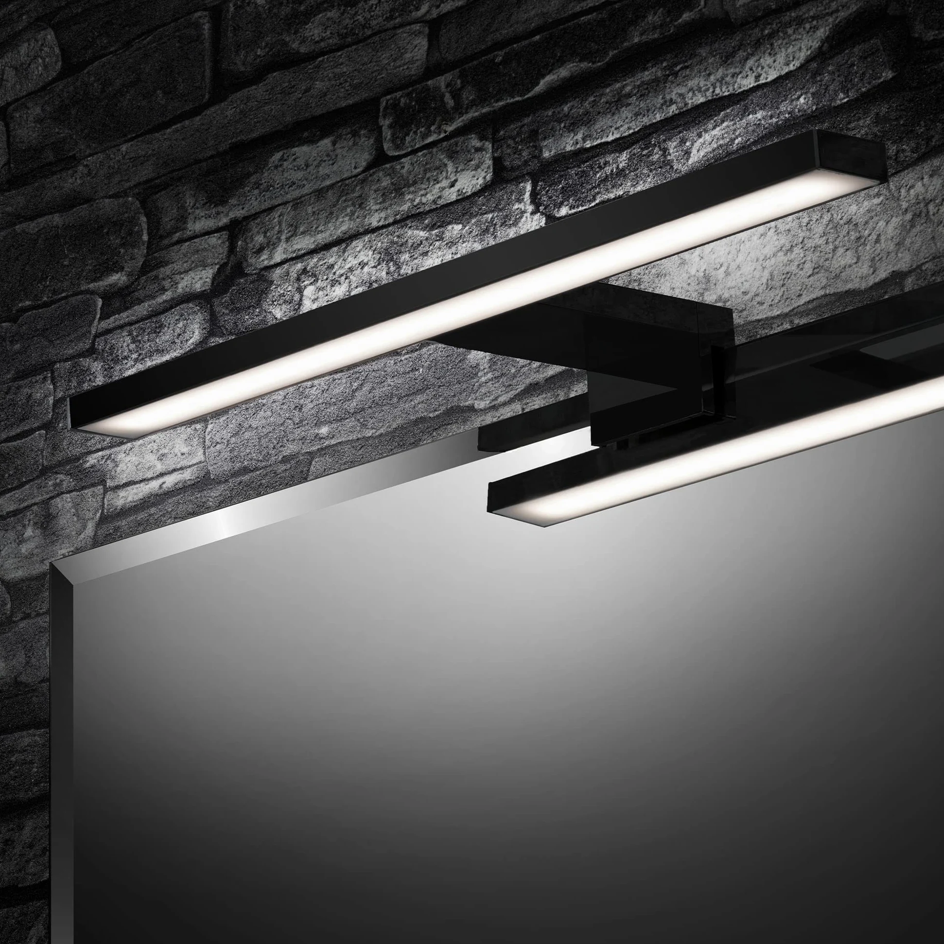 Briloner - Lampada LED a specchio, lampada a specchio IP44, lampada da bagno, lampada da bagno 5 Watt, 500 Lumen, 4000 Kelvin, nero, 300x103x36mm (LxLxH)