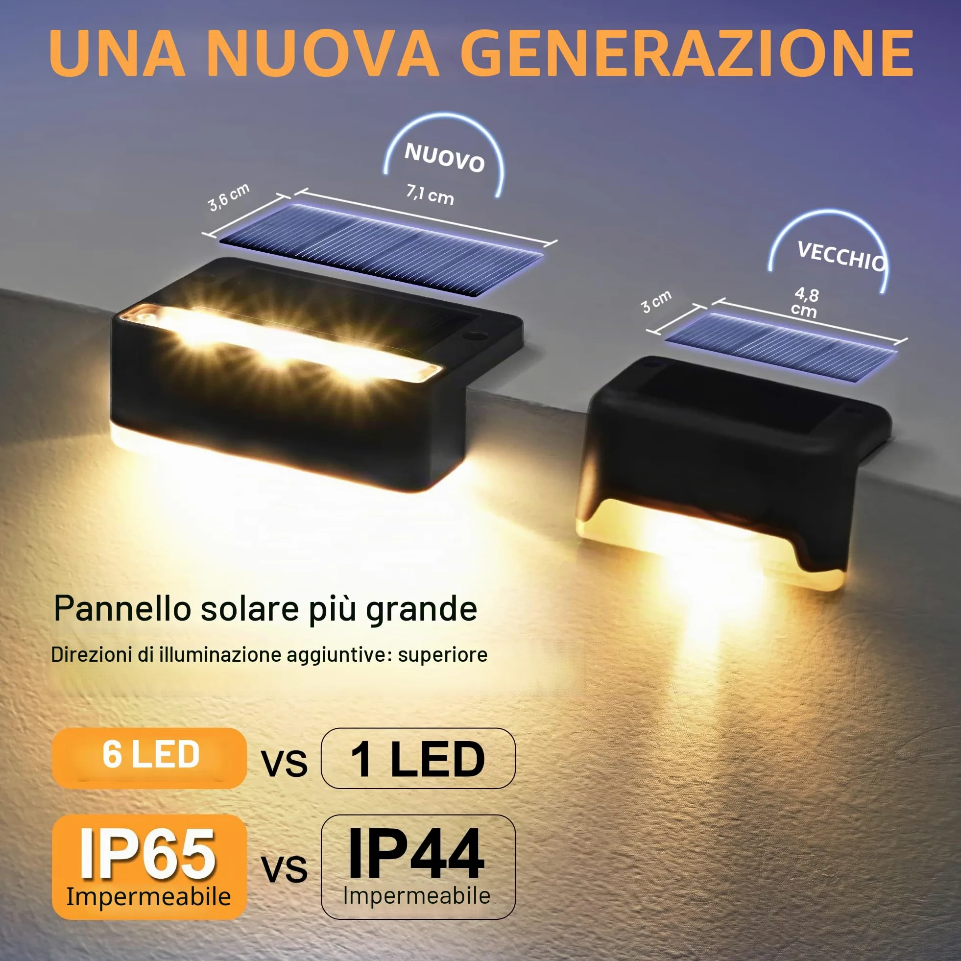 Solpex Lampade solari per esterni, 12 pezzi, luce bianca calda, luci solari impermeabili, illuminazione a LED per scale esterne, decorazione