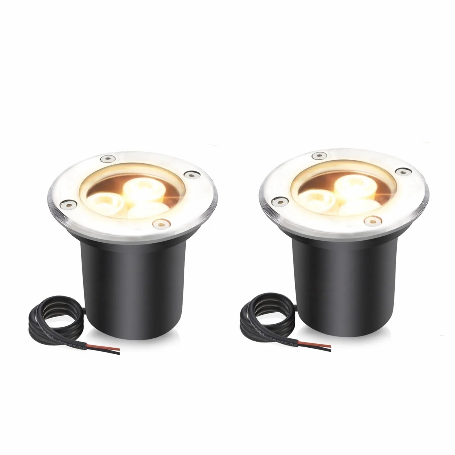 Luci di fontana subacquea LED 2Pack IP68 impermeabile 24V incorporato 3w luci piscina in acciaio inox (Natural)