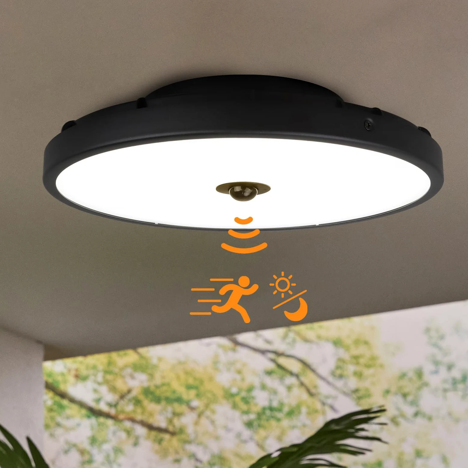15W Plafoniera Esterno con Sensore Movimento, Diametro 30 cm, Radar Crepuscolare, CCT Regolabile 3000K-5000K, 2100LM LED Bagno Soffitto, IP65 Impermeabile, Soggiorno Bagno
