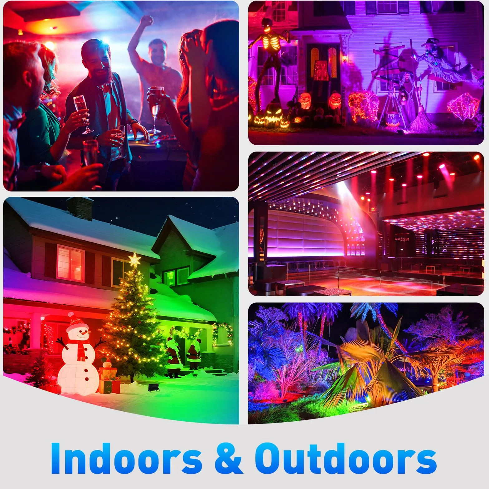 Faretto LED RGB Esterno, T-SUNUS 60W Proiettore LED RGB con APP Bluetooth e Telecomando, IP66 Impermeabile Dimmerabile per Giardino Pasqua Partito Halloween 4 Pezzi