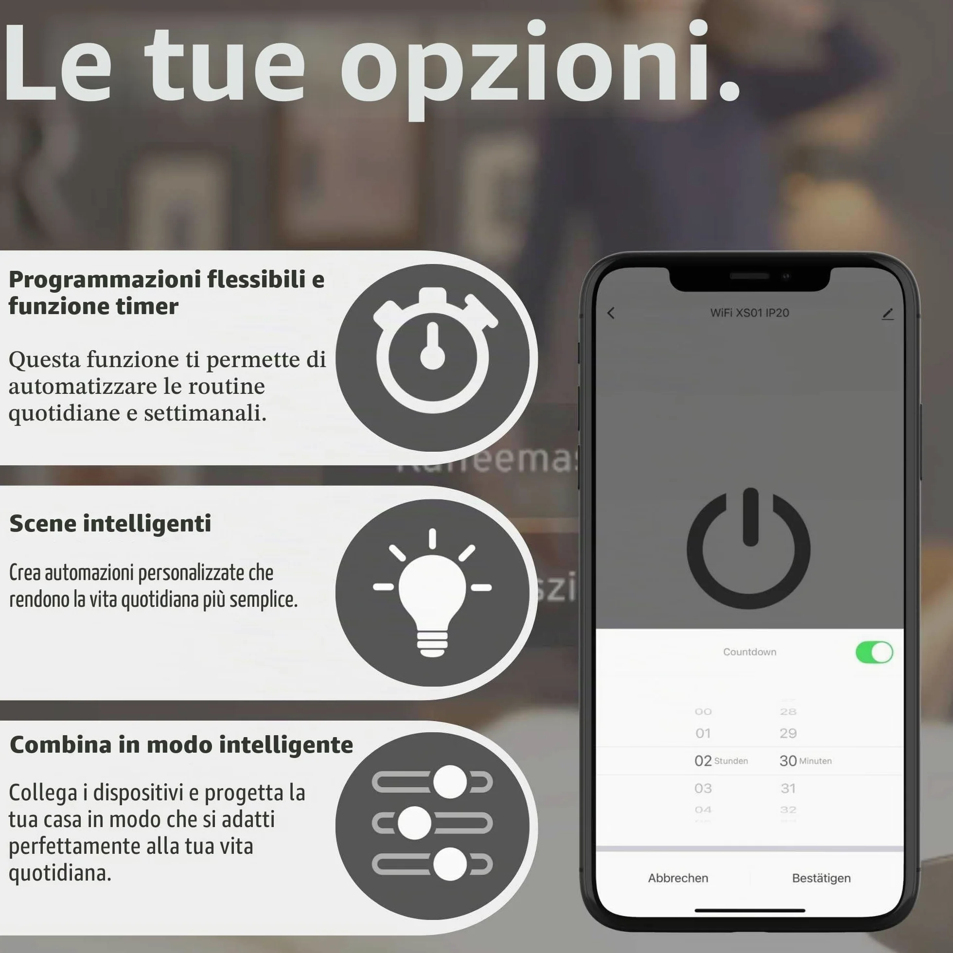 Brennenstuhl Connect WiFi Faretto LED doppio WFD 3051 P con rilevatore di movimento (36 W, 4300 lm, IP54, varie funzioni di luce regolabili tramite app, faretto da esterno per montaggio a parete)