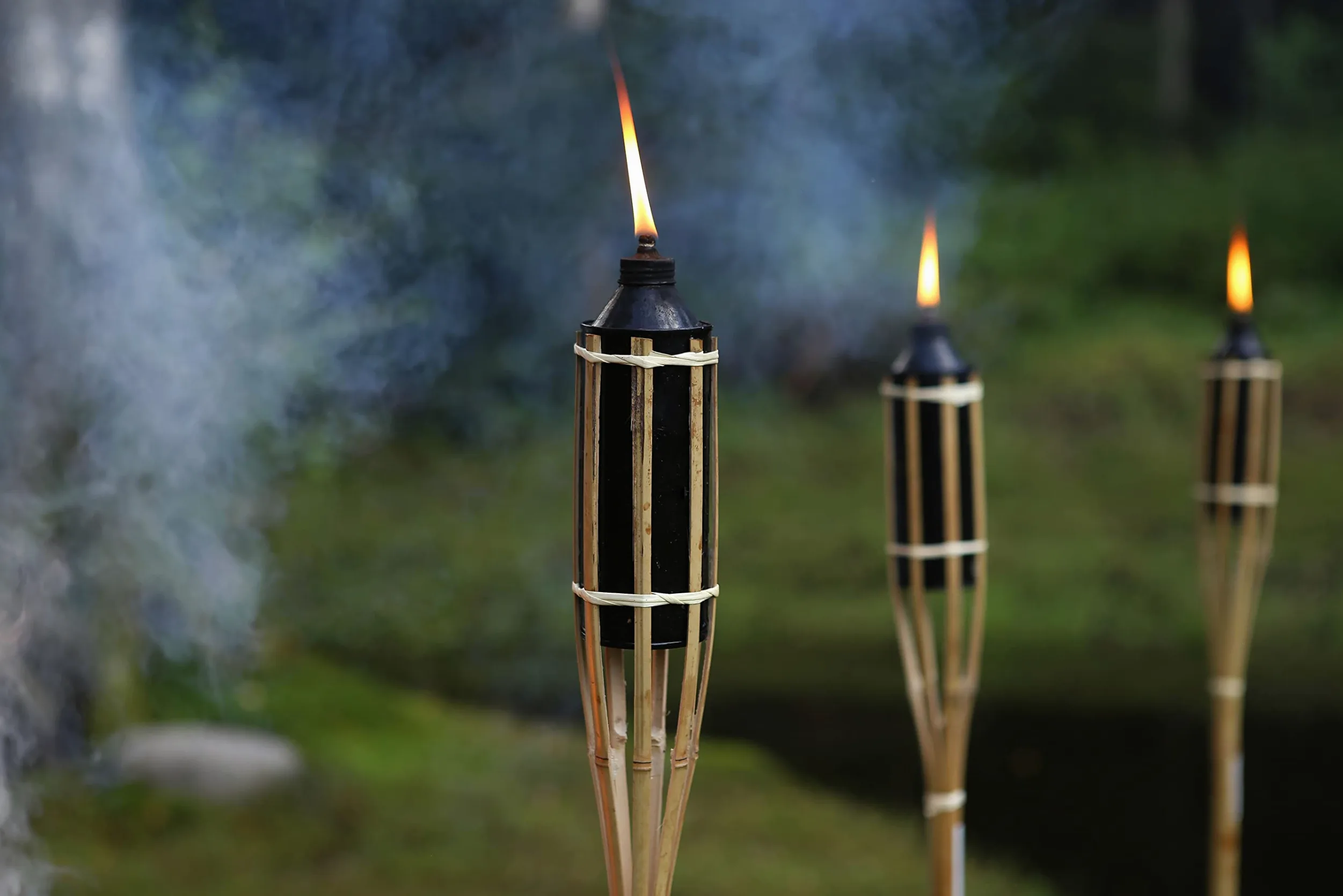 Torce a Olio di bambù | Torce di bambù Set di 10 torce da Giardino in bambù per Esterni | Pratiche torce da Giardino riutilizzabili per Esterno 150 cm