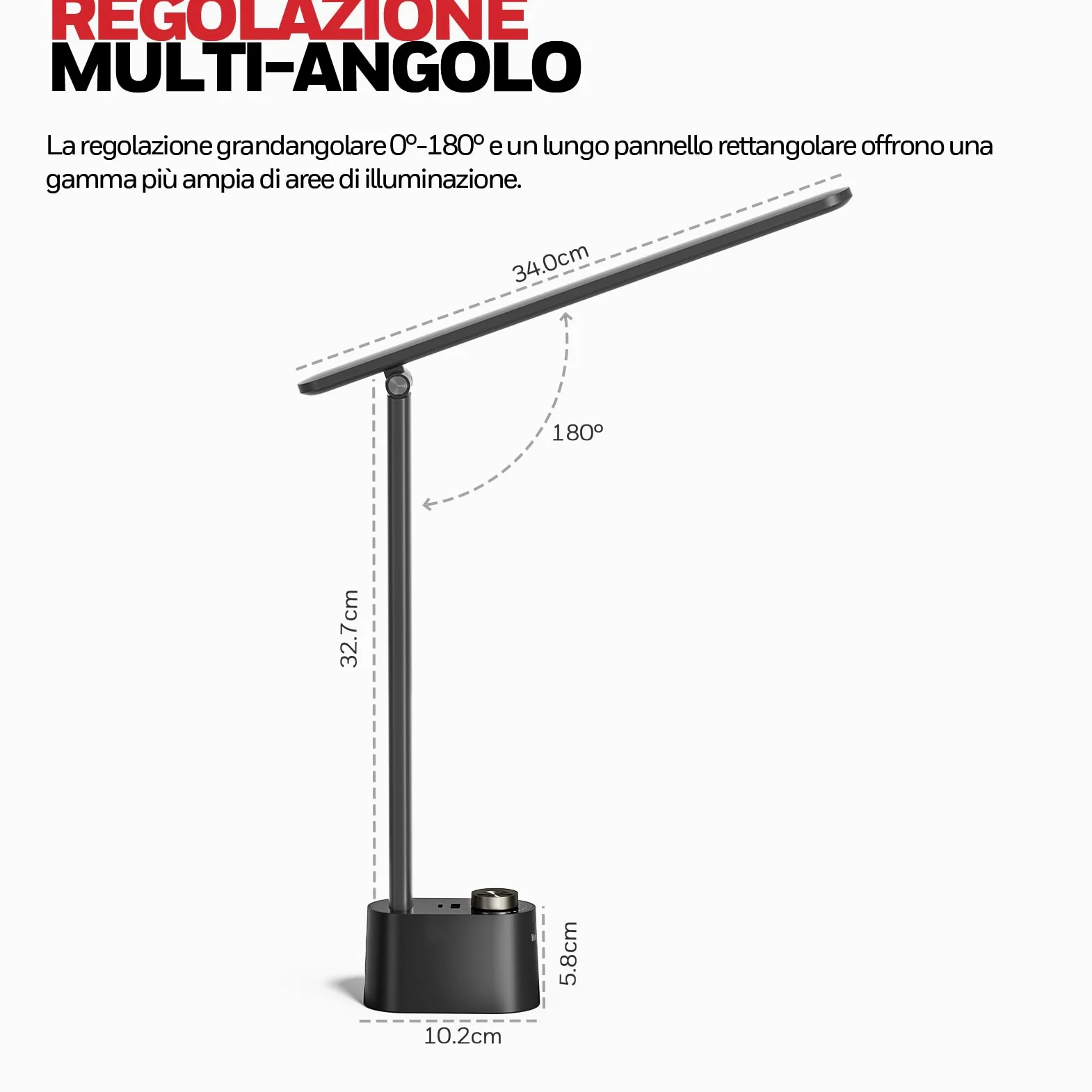 Honeywell Lampada da scrivania con porta di ricarica USB - Lampada da comodino dimmerabile per casa e ufficio, lampada da tavolo piccola pieghevole portatile per Adulti che leggono e lavorano, HWT-H01