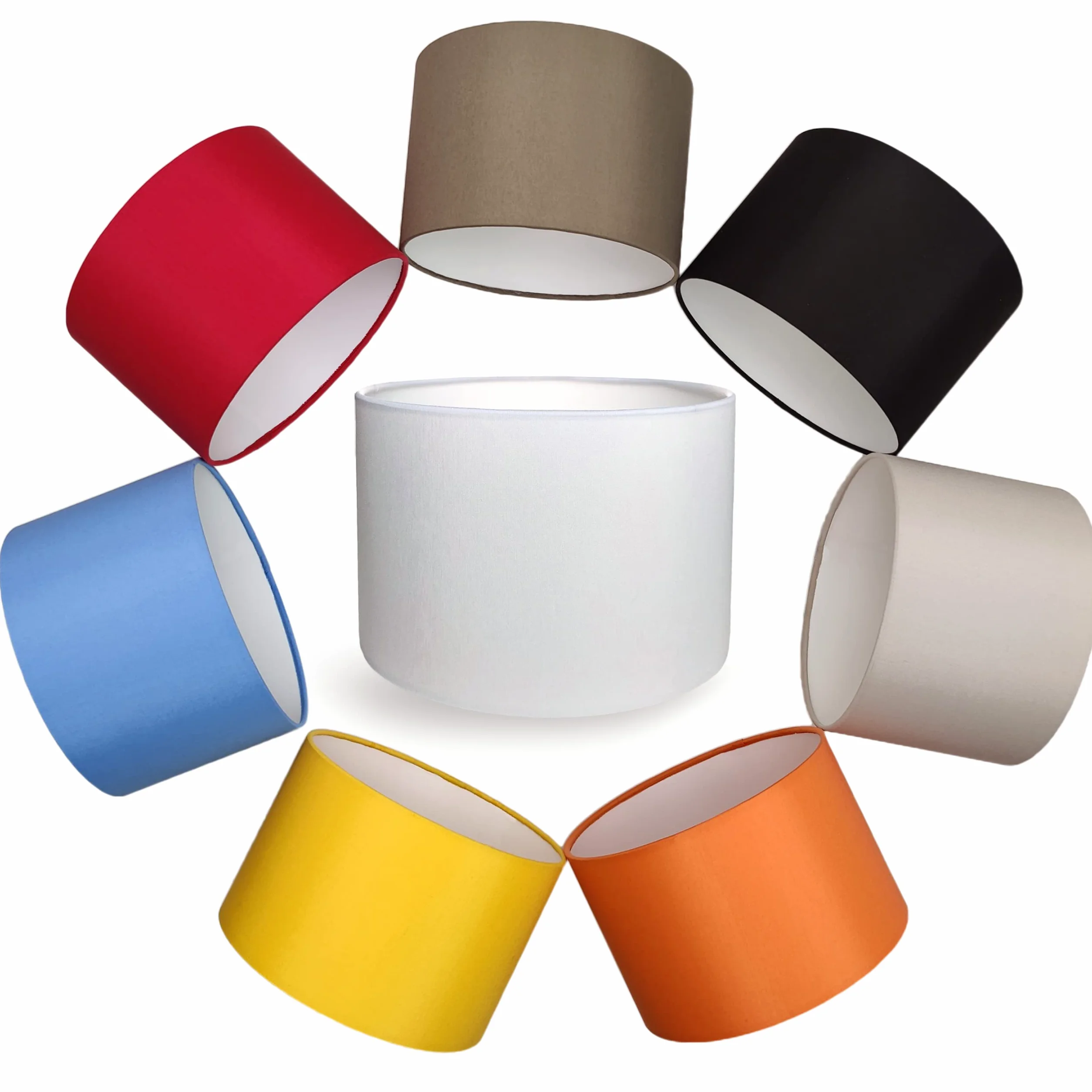 Paralume Moderno Elegante prodotto a Mano in Italia con Cotone di qualità | 8 colori | per Lampada da Tavolo, da Terra, ad Arco e a Sospensione | attacco E14 e E27 (Bianco, Diametro 20cm)