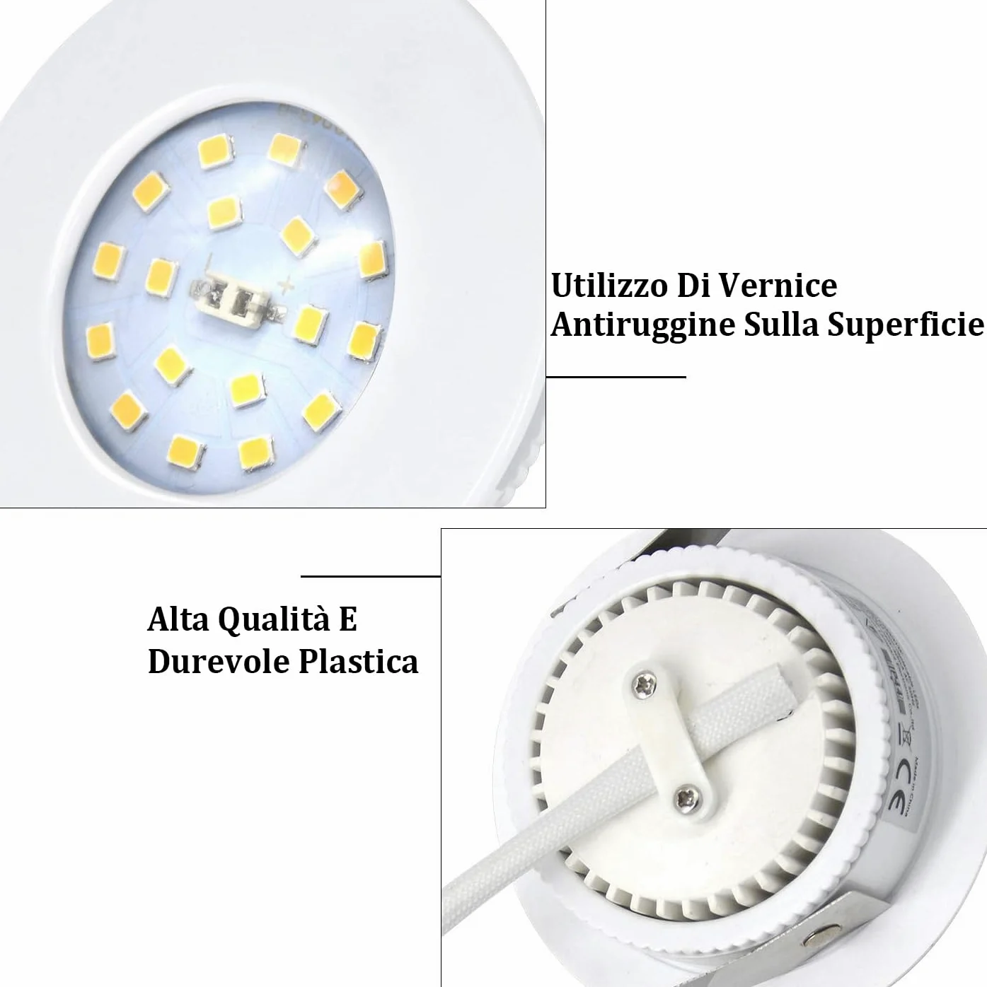 HiBay 6 Faretti Led da Incasso per Cartongesso 5W Ultrasottili Faretti Led Soffitto Incasso 500LM,6000K Bianco Freddo,220V IP44,Diametro Foro Ø60mm-65mm per Bagno,Esterno