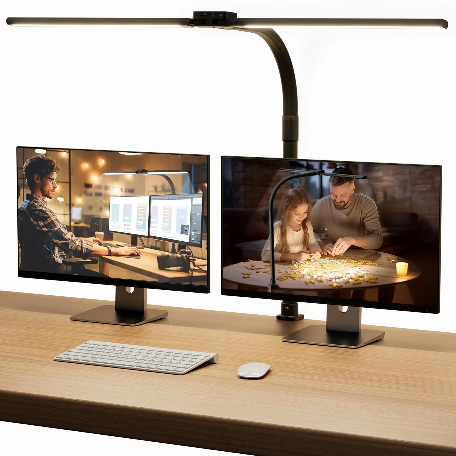 SIBRILLE Lampada Da Scrivania, Lampada Da Architetto Ruotabile Per Ufficio, Luce Da Scrivania Per Computer Luminosa E Dimmerabile, Lampada Da Scrivania Regolabile Con Collo D'oca (Nero)