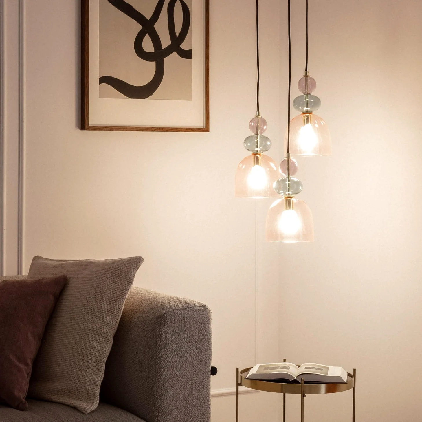 LEDKIA LIGHTING Lampada a Sospensione Metallo e Vetro Tri Baudelaire Rosso E14