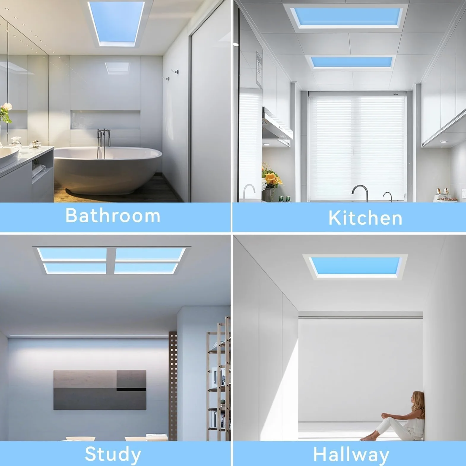 Pannello Luminoso For Finta Finestra Con Telecomando, Plafoniera LED Intelligente Cielo Blu Con Effetto Luce Naturale, Attenuazione Continua, Ideale For Ufficio E Studio(Modular ceiling,30x60)