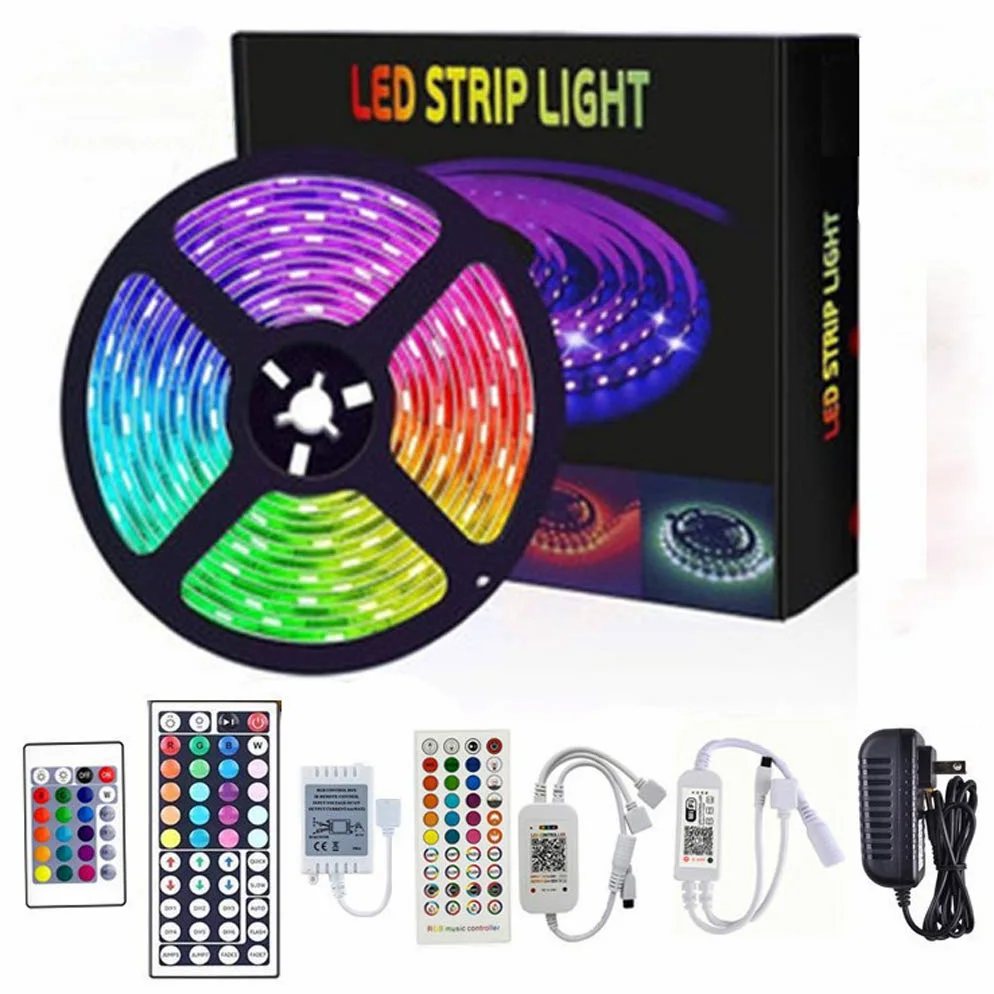 Striscia LED 5M, Wifi/Bluetooth Luci Led Colorate Smart Phone Strisce LED Compatibile RGB SMD 5050 Musica Sync LED Strip Controllo App E 24/44 Tasti Telecomando RF Per Casa Cucina,Bluetooth music,20M