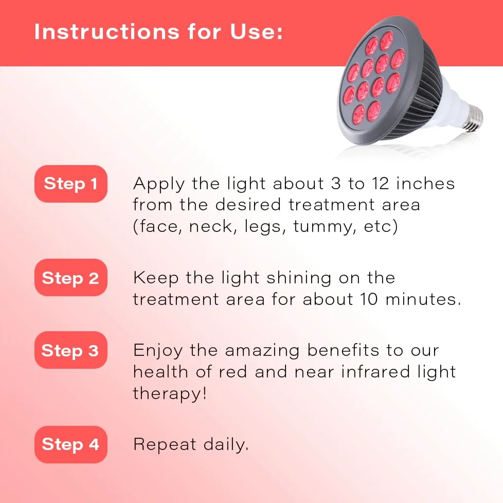Red Light Therapy by Hooga with Power Cord.Red 660nm Near Infrared 850nm. 12 LED High Irradiance, Combo Treatment for Skin, Pain Relief, Anti Aging, Muscle Recovery, Performance HG24.