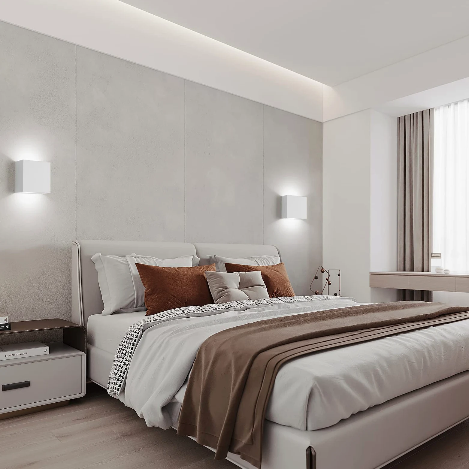 FUPE 2 Pezzi Applique da parete interno,LED Lampada da Parete interno,Moderno Up Down Applique da Parete 12W Bianco Neutro,Lampada da Parete Interni 1200LM per soggiorno,camera da letto,corridoio