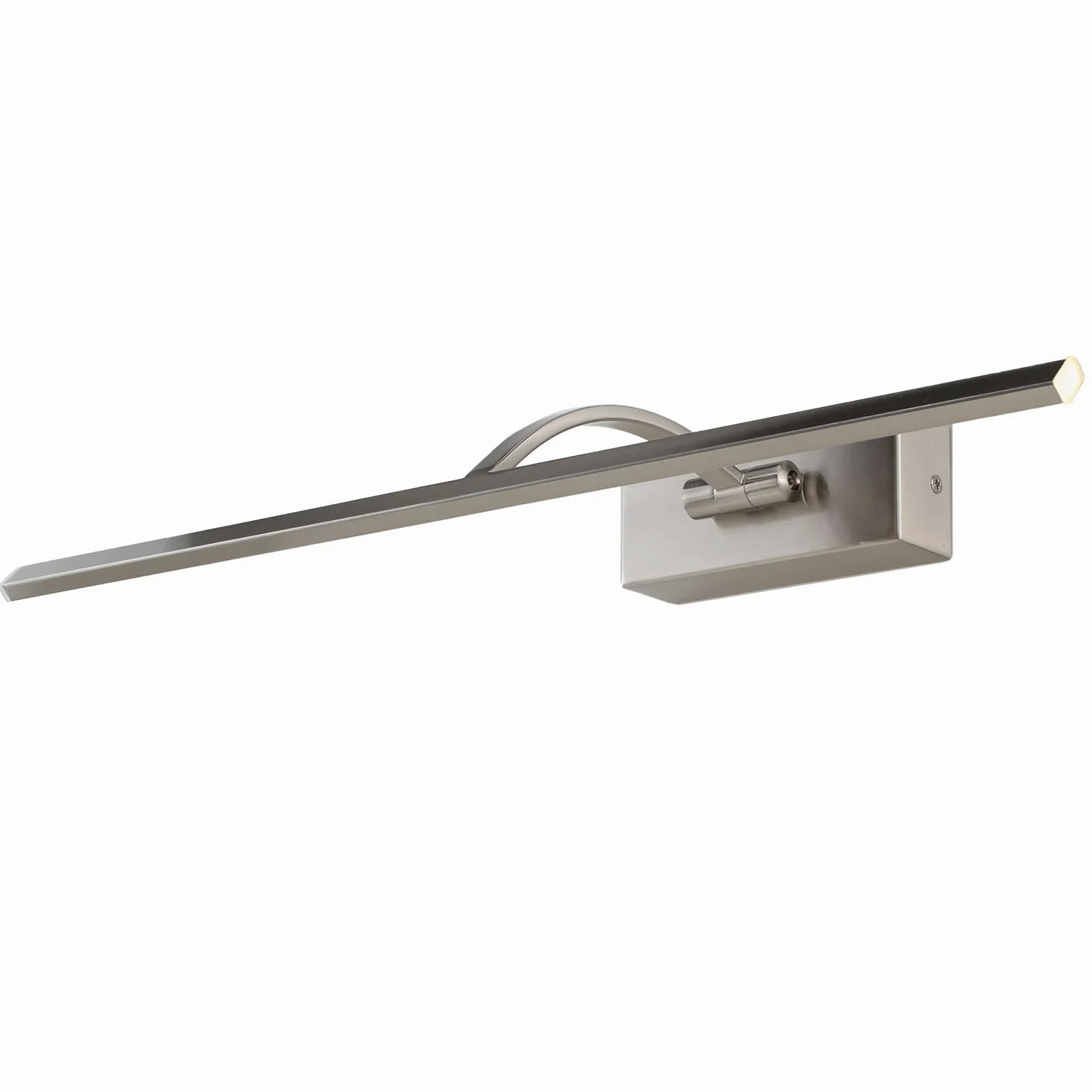 Alpinaluz Applique da parete LED per illuminazione di quadri, specchi e mobili, 8 W, 45 cm, luce calda 2700 K, angolo regolabile, acciaio con finitura nichel satinato, driver KGP integrato