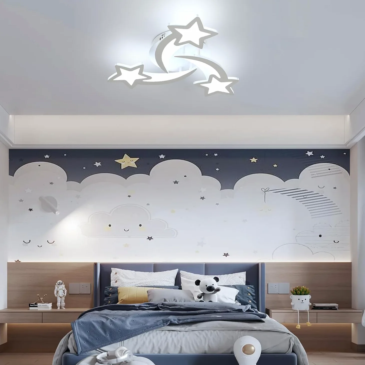 Toolight Plafoniera LED dimmerabile 30 W 3375 LM, lampadario camera da letto per bambini con telecomando 3000 K-6500 K, moderna lampada da soffitto per camera dei bambini, soggiorno, camera da letto,