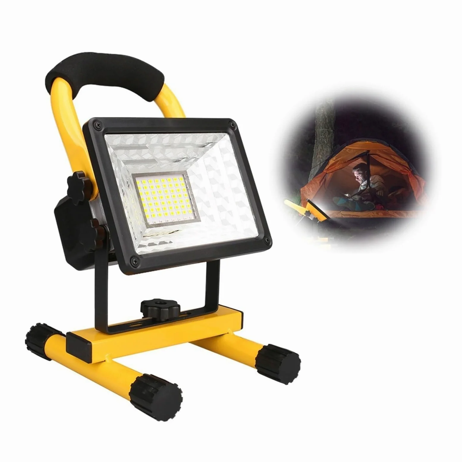 Proiettore portatile ricaricabile a LED da 60 W Faretto impermeabile Alimentato a batteria Lampada da lavoro for esterni Lanterna da campeggio