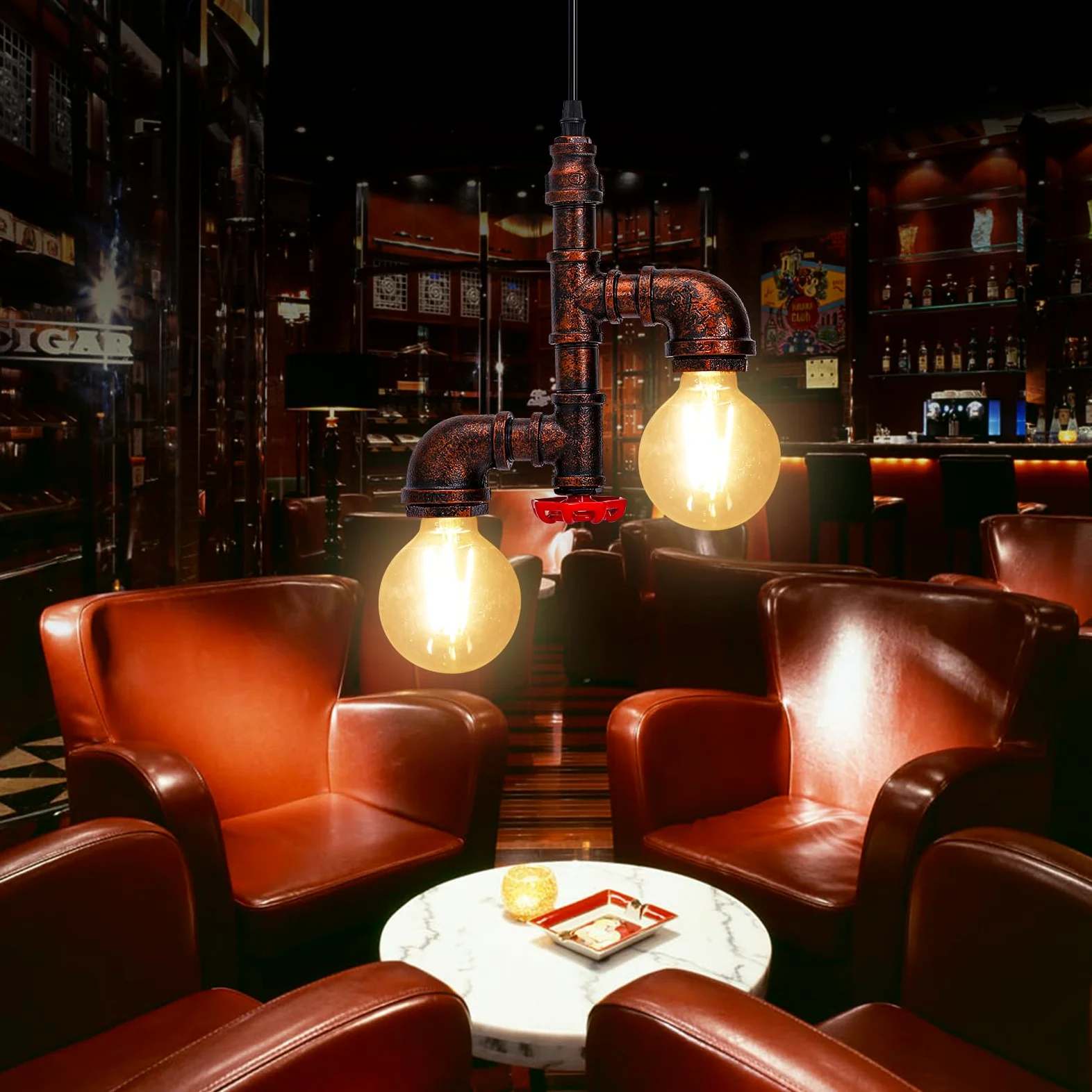 KAWELL Industriale Vintage Luce Pendente Retro Lampada a Sospensione a Tubo D'acqua Creativo Plafoniera Lampadario Art Deco Ferro E27 60W Max Cafe Bar Ristorante Cucina