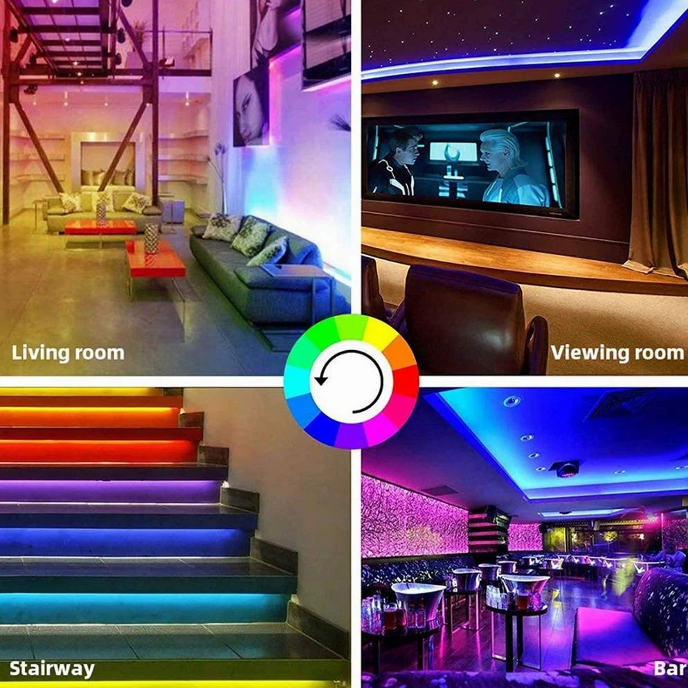 Striscia LED 5M, WiFi Luci LED Colorate Smart Phone Strisce LED Compatibile RGB SMD 5050 Musica SYNC LED Strip Controllo App E 44 Tasti Telecomando RF per Casa Cucina Festa TV Decorazione,15M