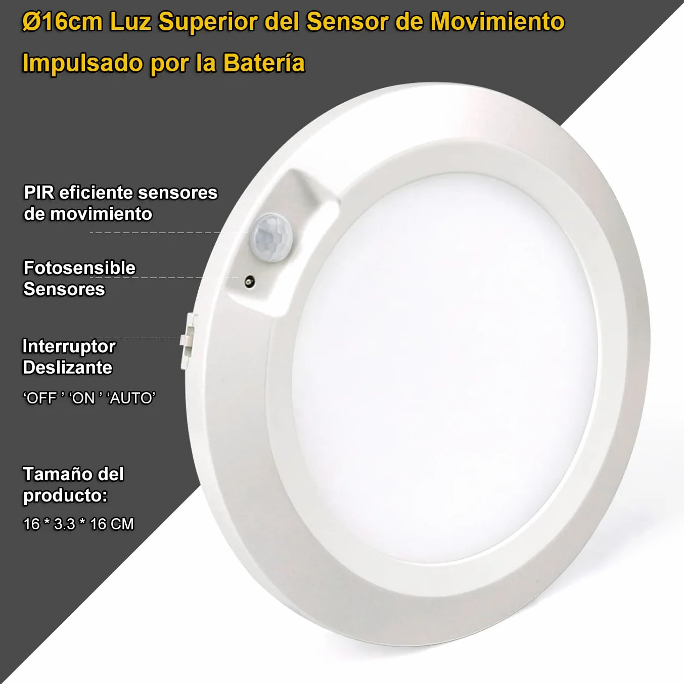 LED Luce Notturna a Batteria con Sensore di Movimento, Alta Luminosità Lampada Guardaroba Luce Plafoniere Alimentato a Batteria per Armadio Corridoio Bagno Cantina Scale, 3000K [2 Pezzi]
